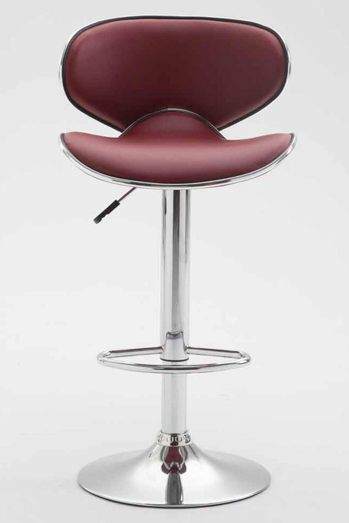BARHOCKER 2er Set Lederlook bordeauxrot - Chromfarben/Bordeaux, Textil/Metall (46/88/49cm) - CLP