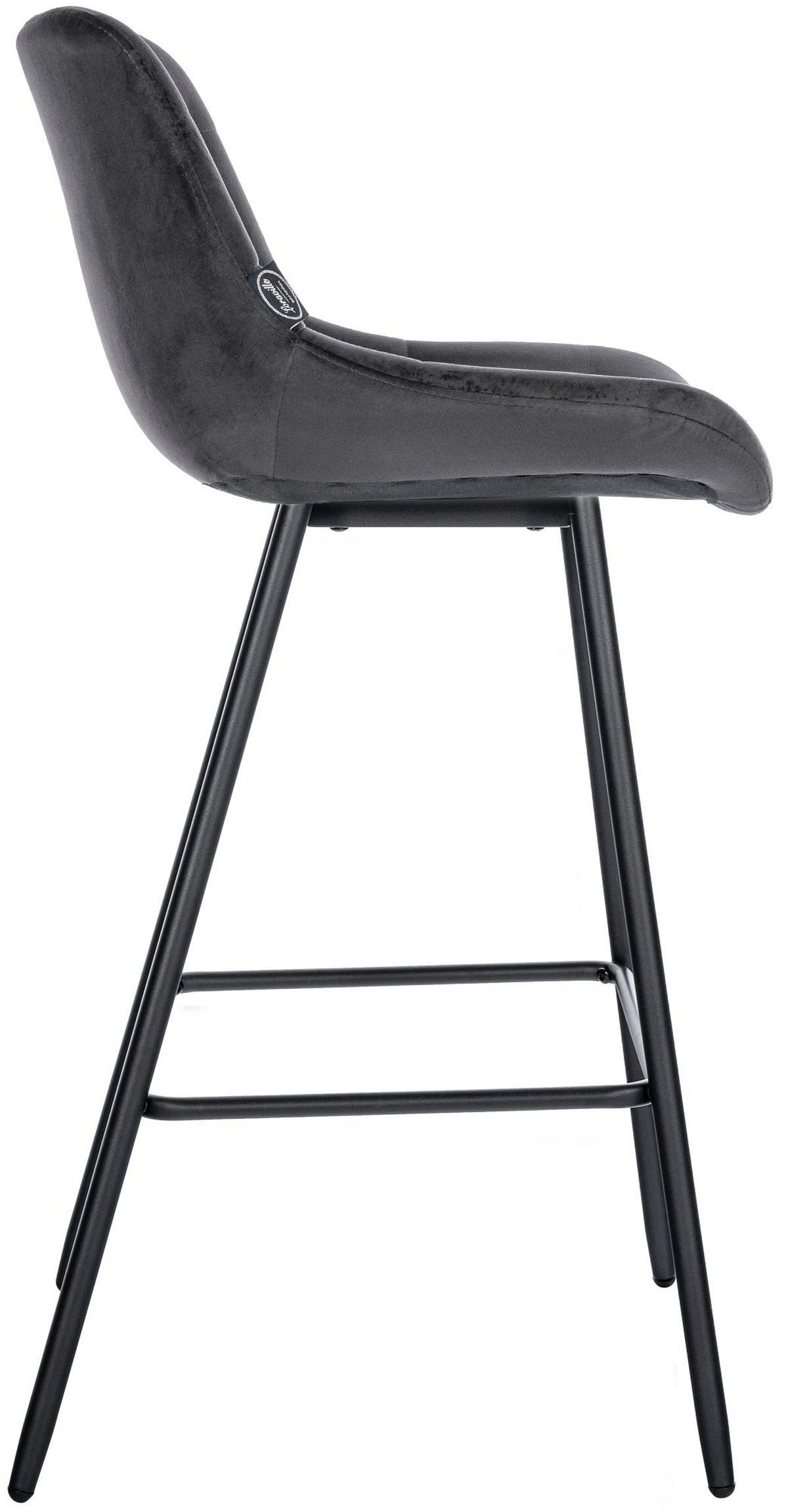 BARHOCKER Samt dunkelgrau - Dunkelgrau/Schwarz, Textil/Metall (49/104/56cm) - CLP