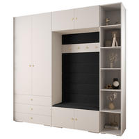 GARDEROBEN-SET 236,7/240/47 - Goldfarben/Schwarz, Holz/Kunststoff (240/236.7/47cm) - Abiks Möbel