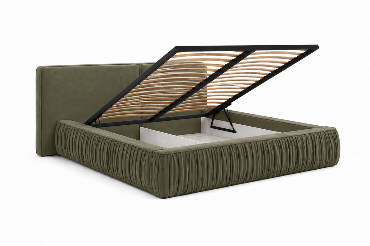 POLSTERBETT 08 140 x 200 cm – Riviera – Bett mit Gasdruckfedern und Stauraum - Grün, Holz (140/200cm) - ROYAL24_MARKT