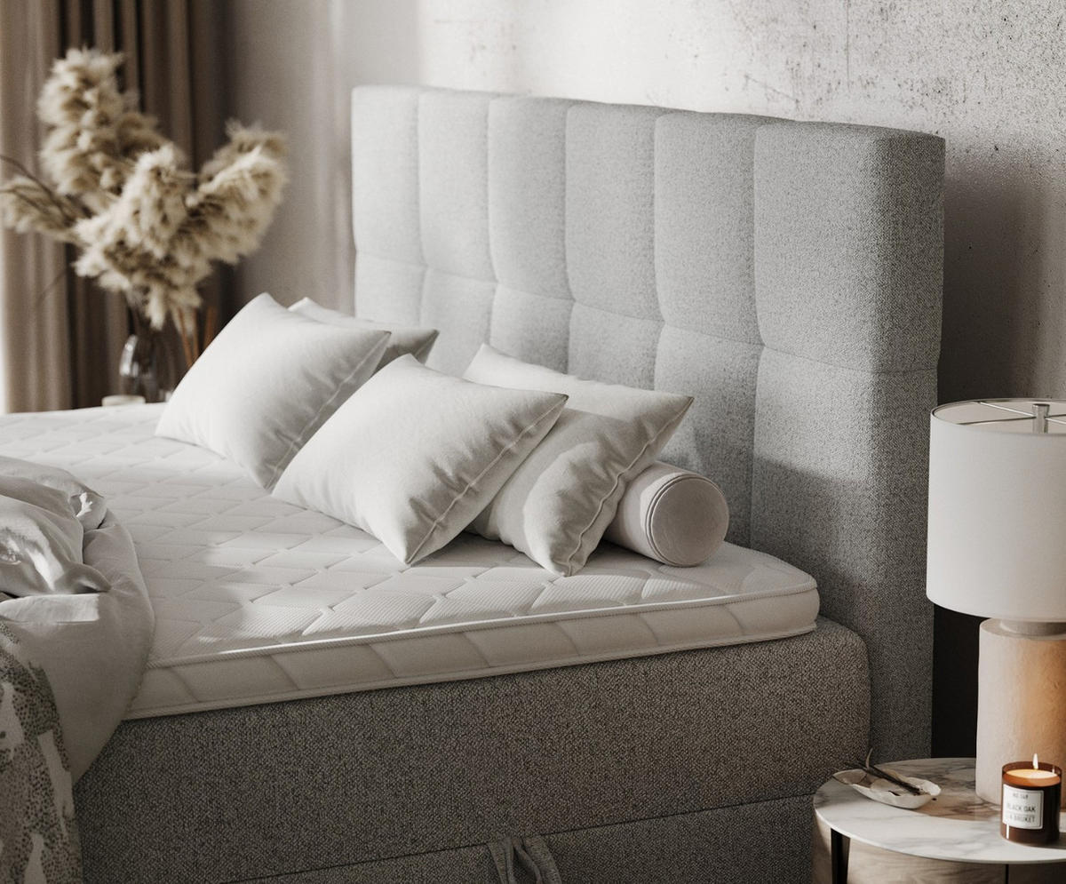 POSTEL BOXSPRING VARENO 200/200 Světle šedá - černá/světle šedá, kov/dřevo (200/200cm) - AltaBeds