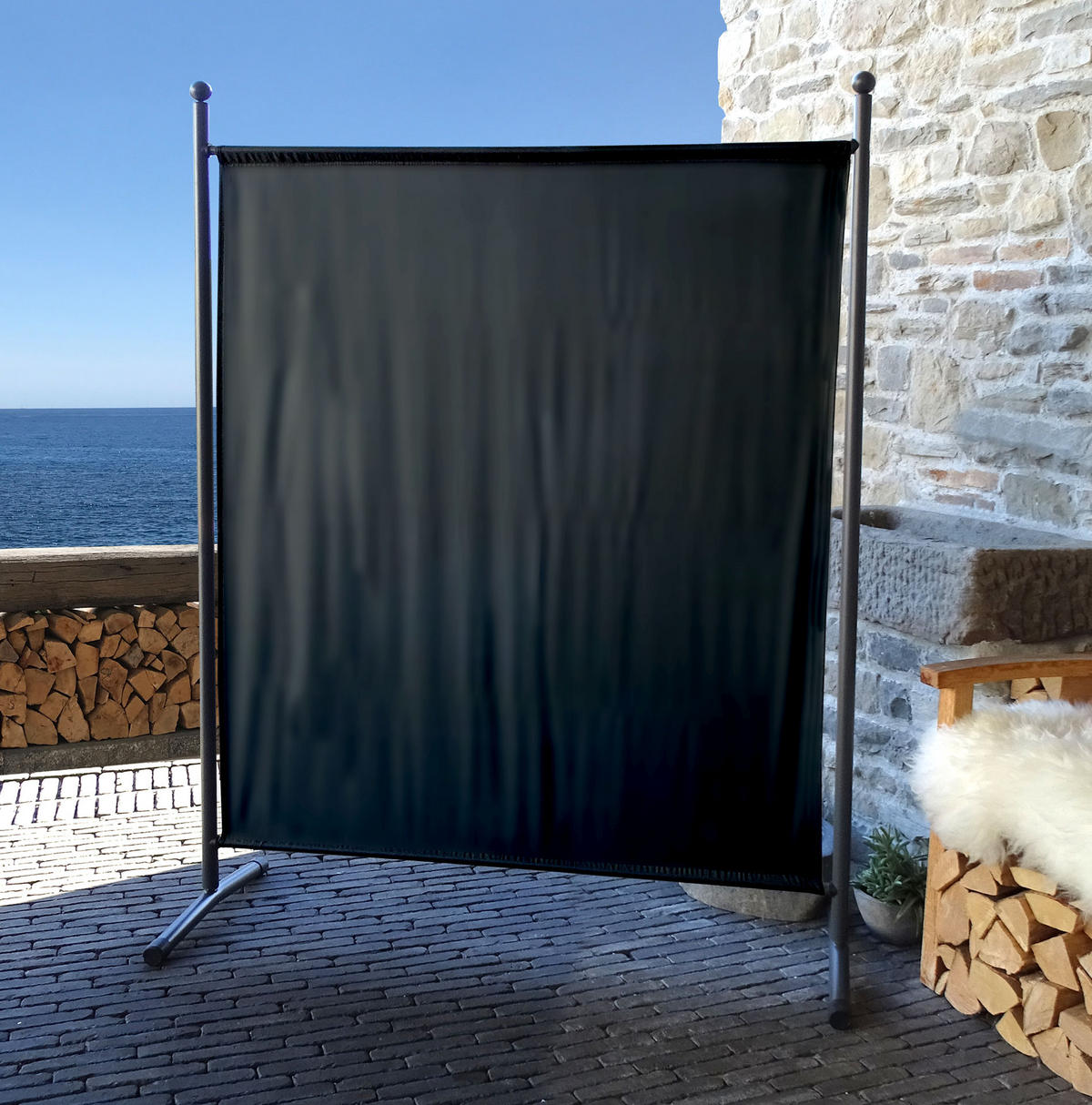 PARAVENT 1-tlg. 150x190 cm Schwarz - Schwarz, Metall (150/190cm) - QUICK STAR