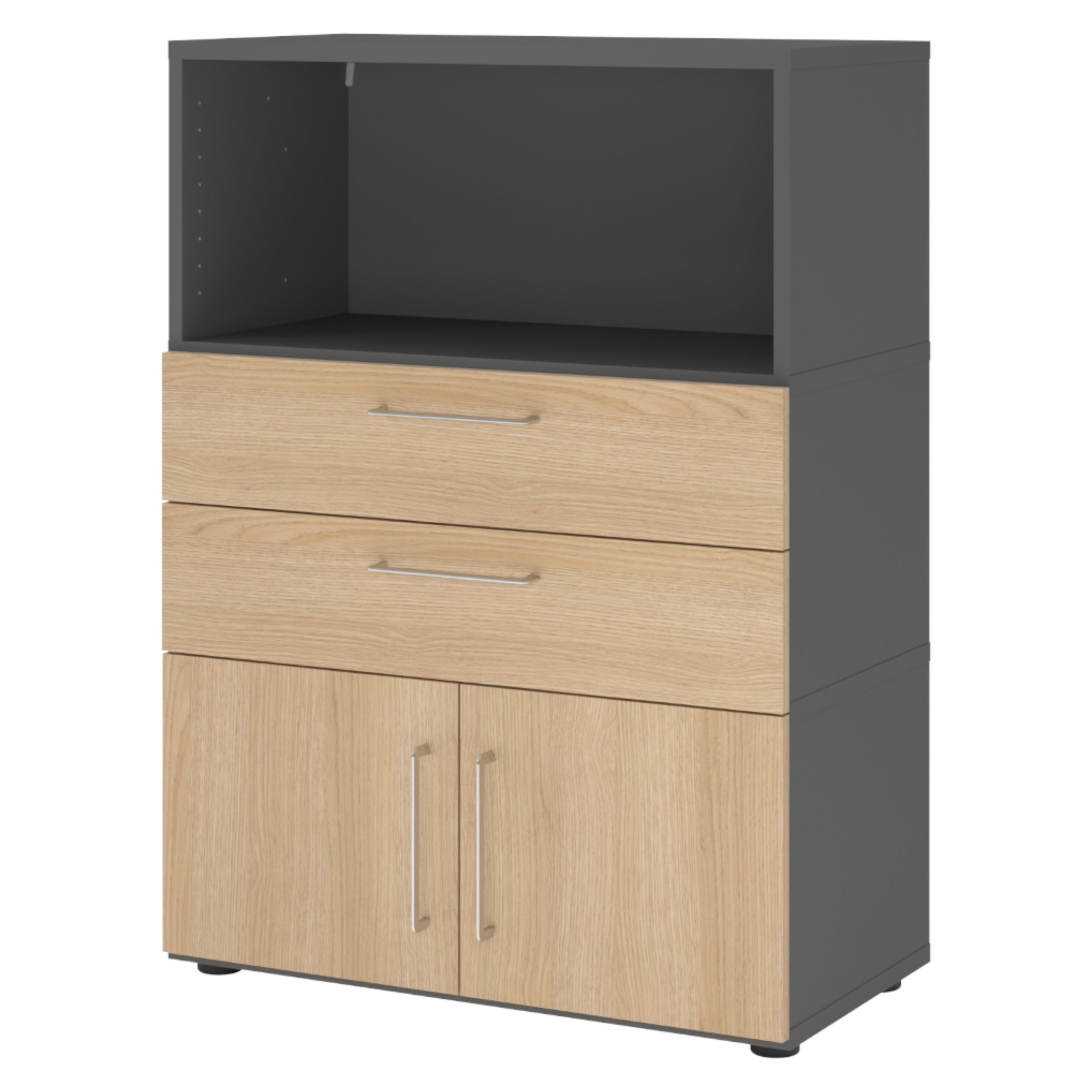 AKTENSCHRANK mittel mit Schubladen 41,7/80/110 cm in Graphitfarben/Eichefarben - Eichefarben/Graphitfarben, Holzwerkstoff (80/110/41.7cm) - bümö