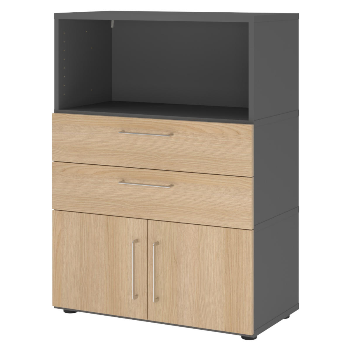 AKTENSCHRANK mittel mit Schubladen 41,7/80/110 cm in Graphitfarben/Eichefarben - Eichefarben/Graphitfarben, Holzwerkstoff (80/110/41.7cm) - bümö