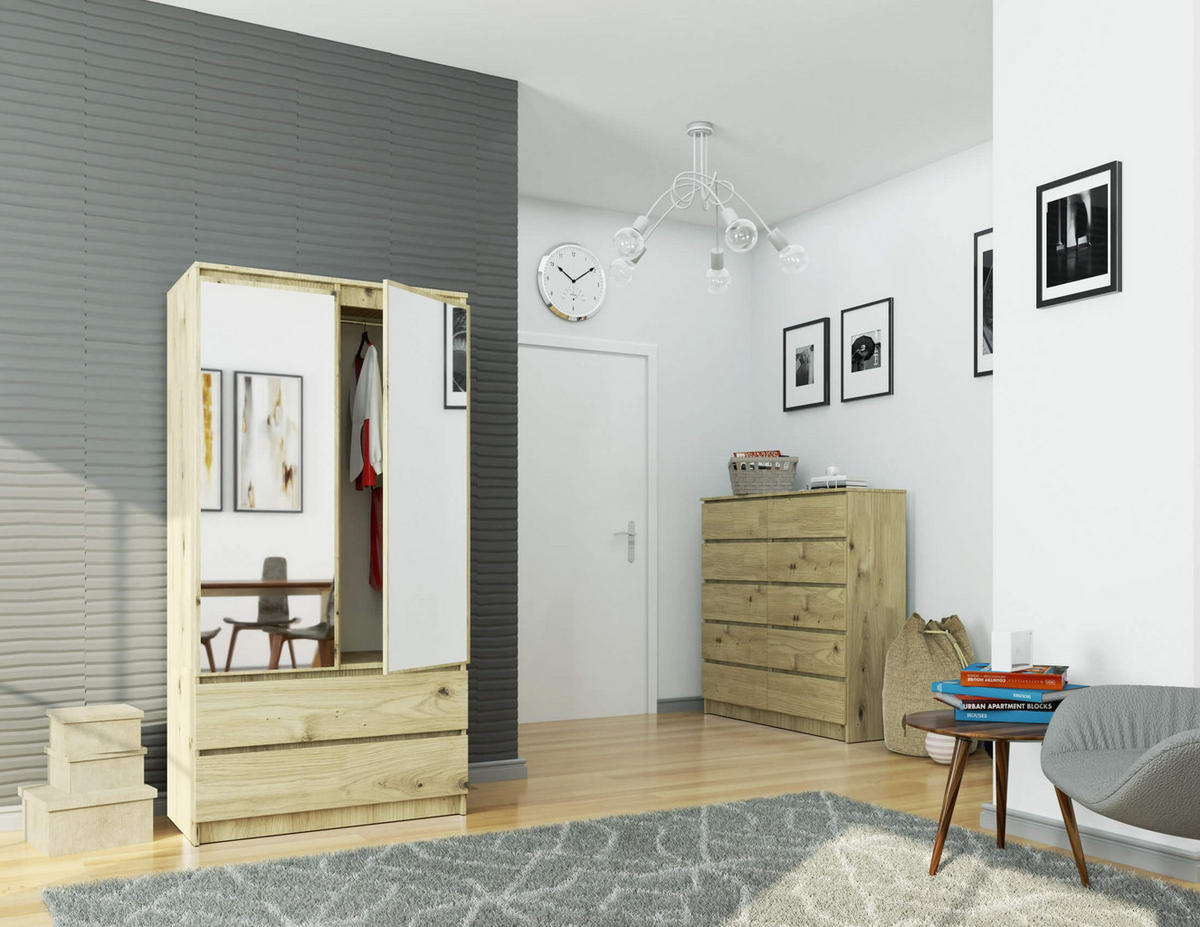 KLEIDERSCHRANK Eiche Artisan 180/90/51 - Eiche Artisan, Holzwerkstoff (90/180/51cm) - RAUMHIRSCH FURNITURE