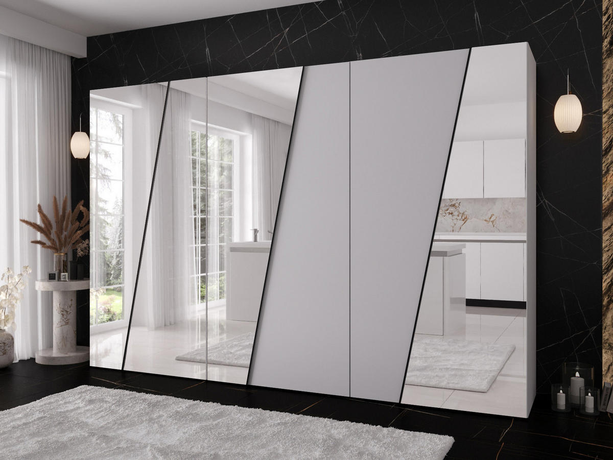 DREHTÜRENSCHRANK Zen 4L 300 cm - Schwarz/Weiß, Holzwerkstoff/Kunststoff (300/202/50cm) - MIRJAN24