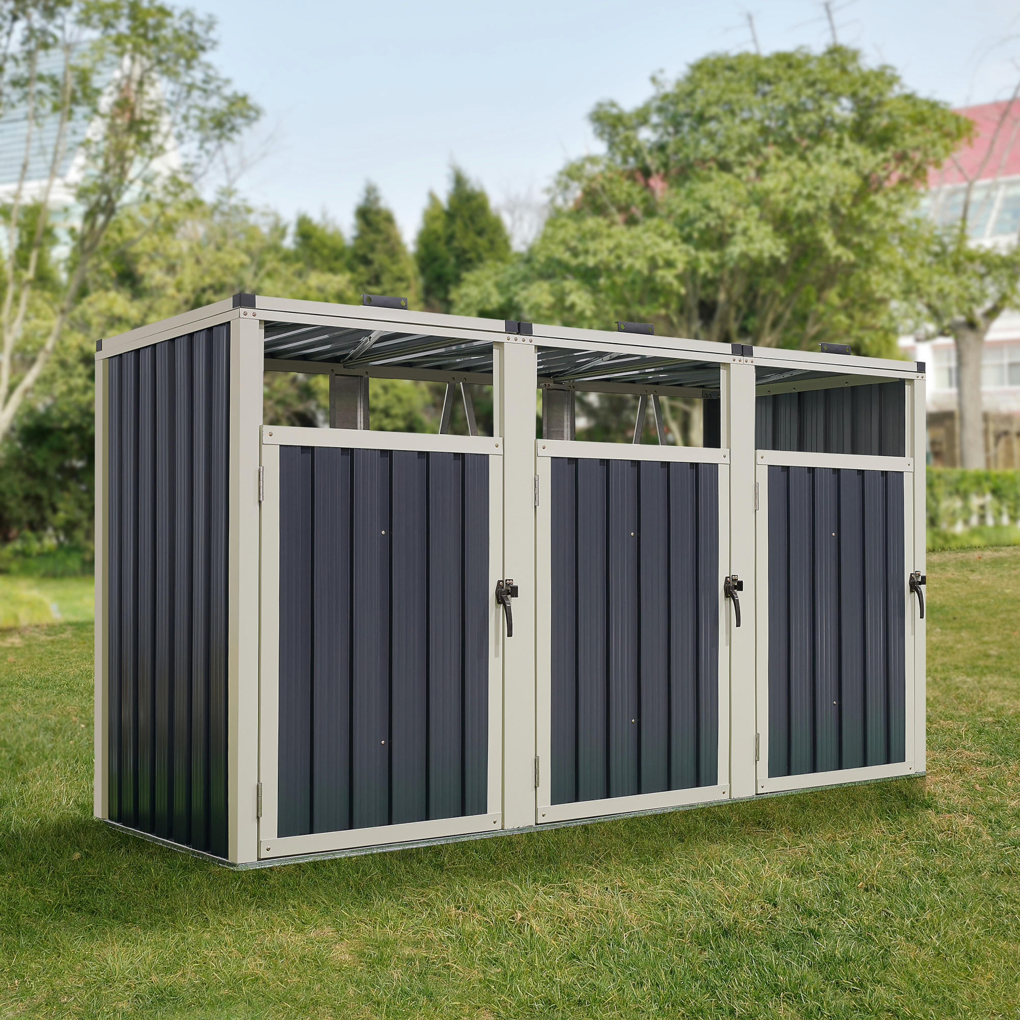 MÜLLTONNENBOX Tarbek - Anthrazit, Metall (219/121/82cm) - pro.tec