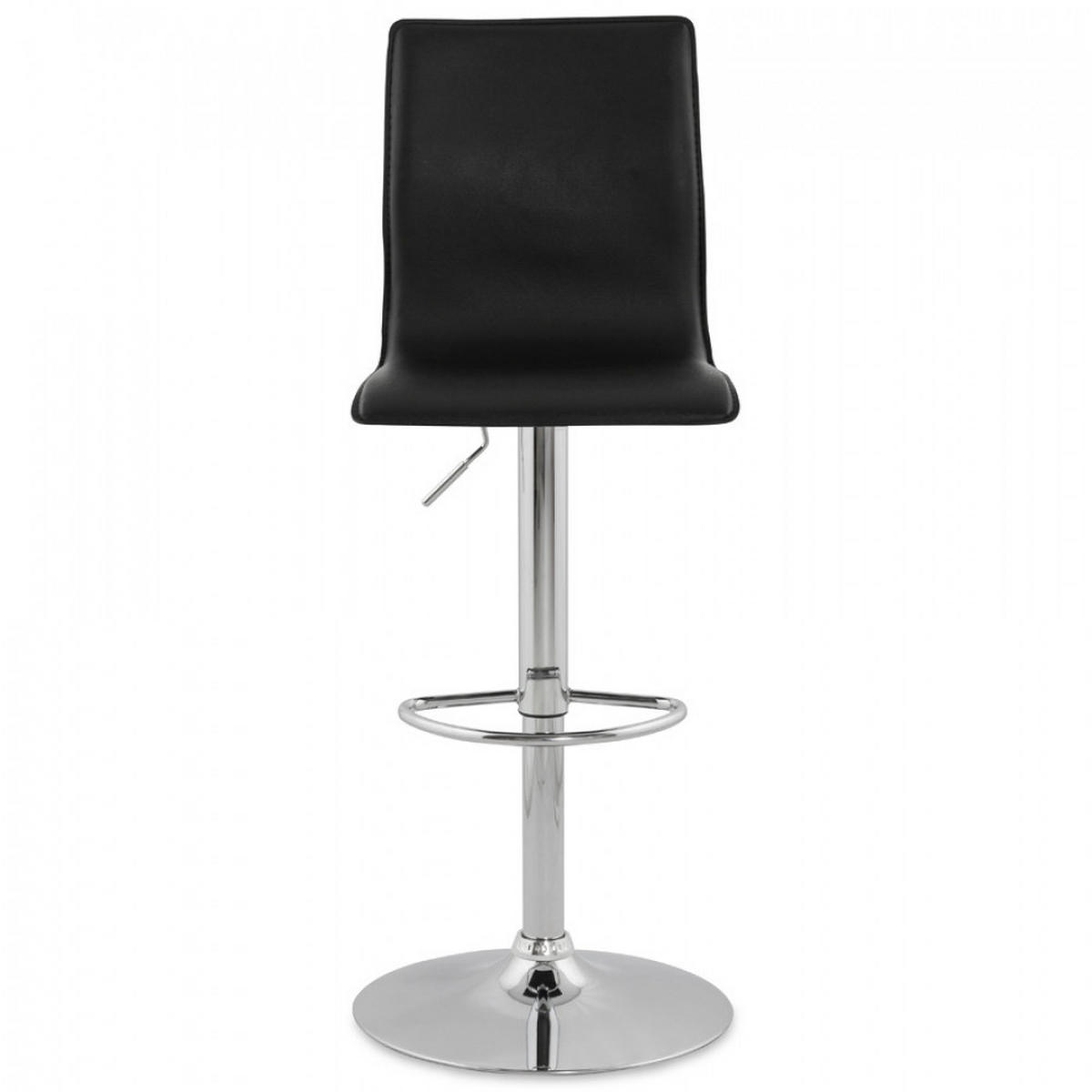 BARHOCKER Schwarz 45x120x48cm - Chromfarben/Schwarz, Leder (45/120/48cm) - AlterEgo