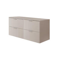 WASCHBECKUNTERSCHRANK, Kaschmir, 120 (2 x 60) x 57 x 46 cm, silberner Griff + Arbeitsplatte - Beige/Silberfarben, Holzwerkstoff (120/57/46cm) - 3XE LIVING