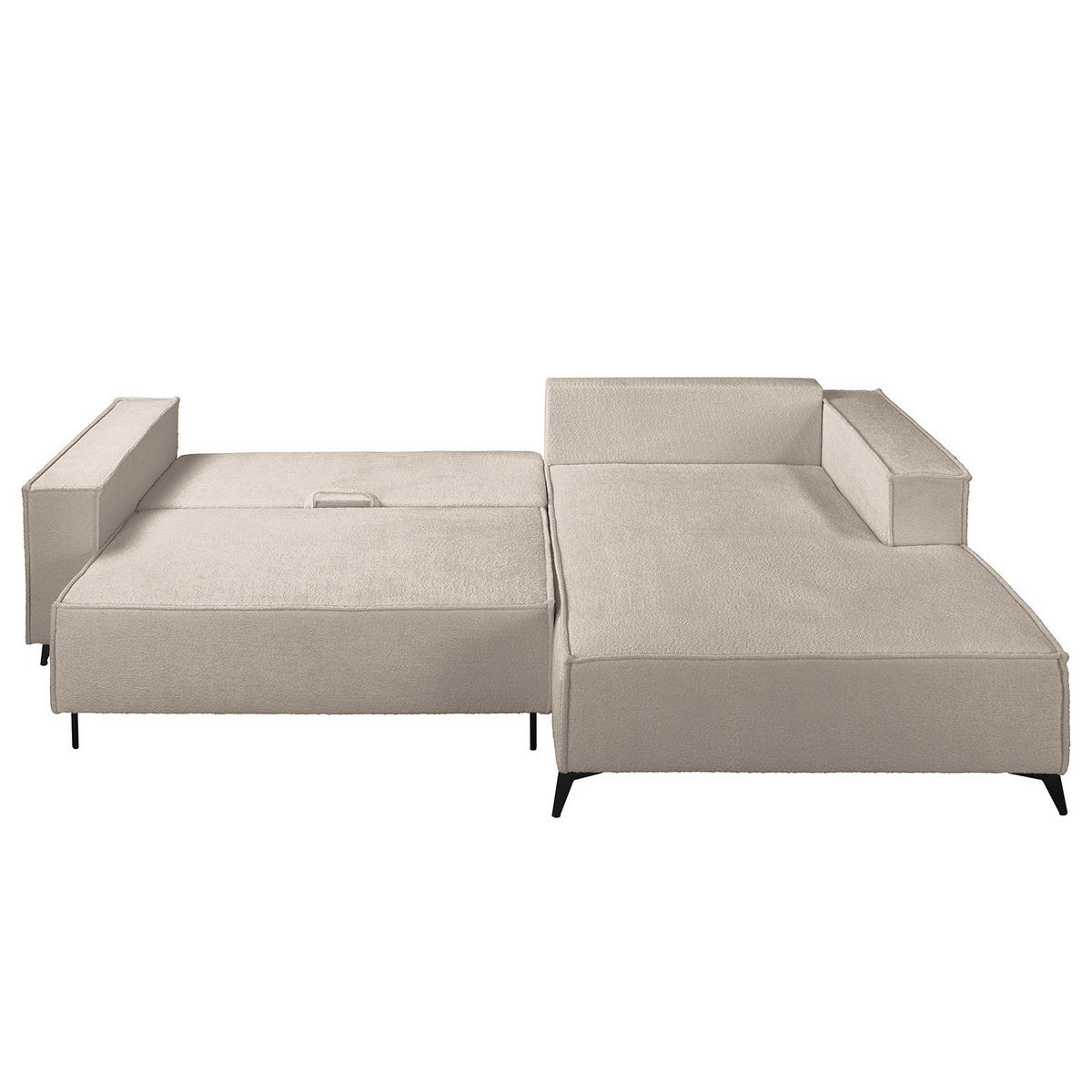 ECKSOFA mit Schlaffunktion - Taupe/Schwarz, Textil (294/185cm) - home24