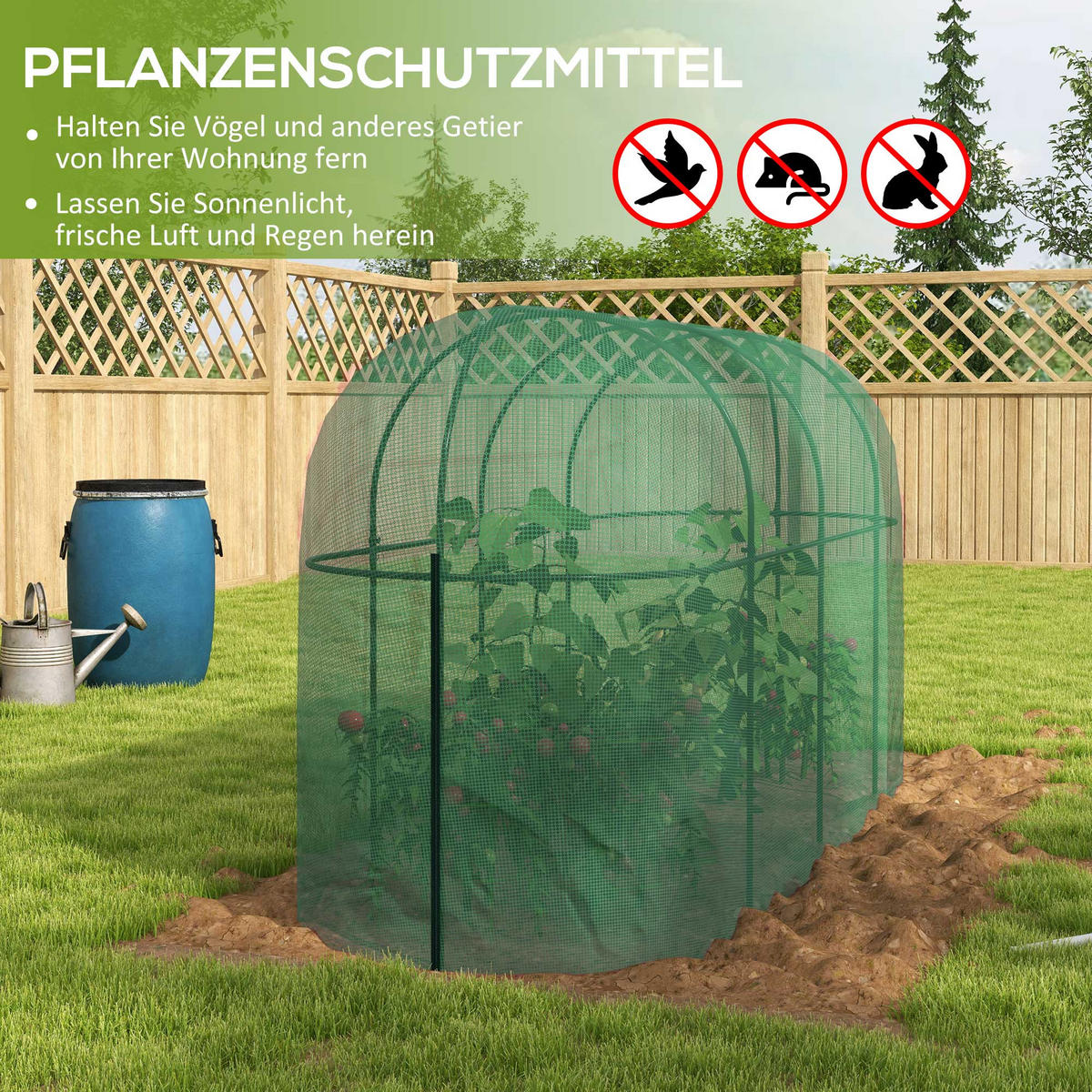 PFLANZENSCHUTZZELT mit Tür, für Garten, Balkon, Stahl, Grün - Grün, Metall (100/150/300cm) - Outsunny