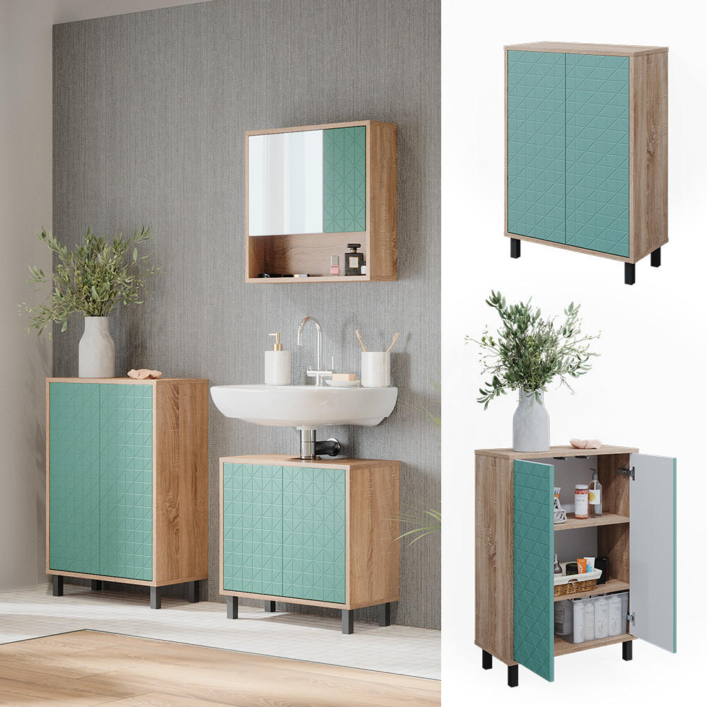 MIDISCHRANK Agasta Mintgrün 56.2 x 83.2 cm - Mintgrün/Sonoma Eiche, Holzwerkstoff (56.2/83.2/28cm) - Vicco