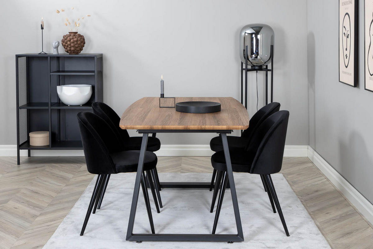 TISCHGRUPPE Schwarz - Schwarz, Holzwerkstoff (85/75/160cm) - ebuy24