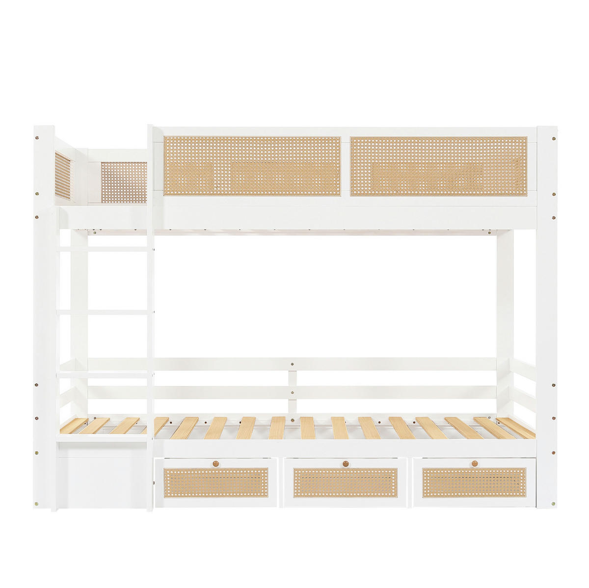 ETAGENBETT 90/200 cm aus Kiefer und MDF mit 3 Schubladen Weiß/Natur - Weiß, Holz (90/200cm) - Modenvie