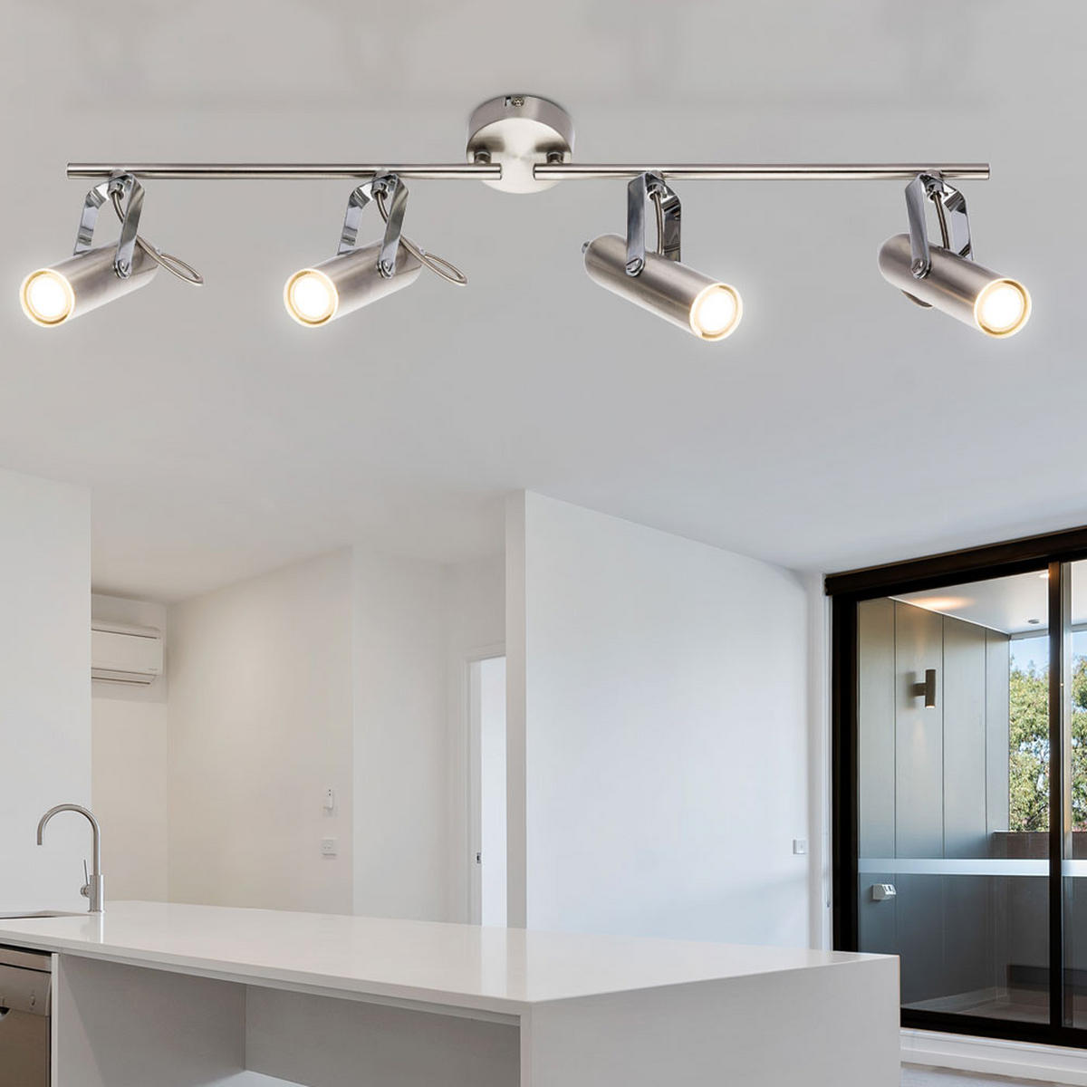 LED DECKENLEUCHTE Chrom Silber matt - Silberfarben, Metall (68/8/16cm) - Globo Lighting