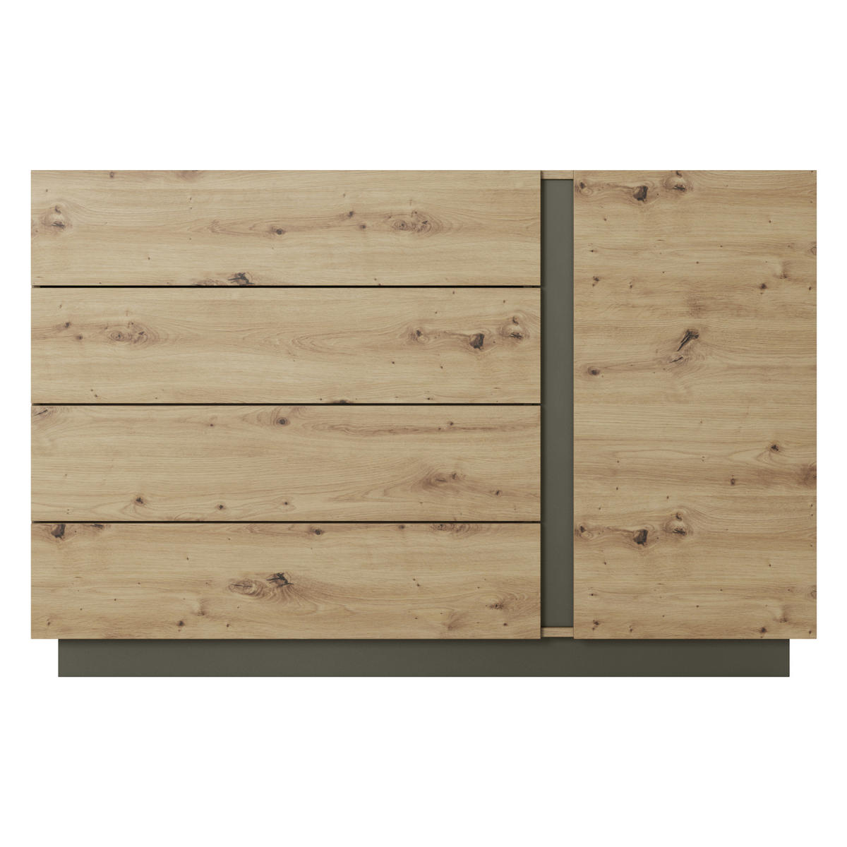 SIDEBOARD ANDEBU KOM4 ABS-Kante Eiche Eiche - Eichefarben/Braun, Glas/Holzwerkstoff (138/91/40cm) - Komodee