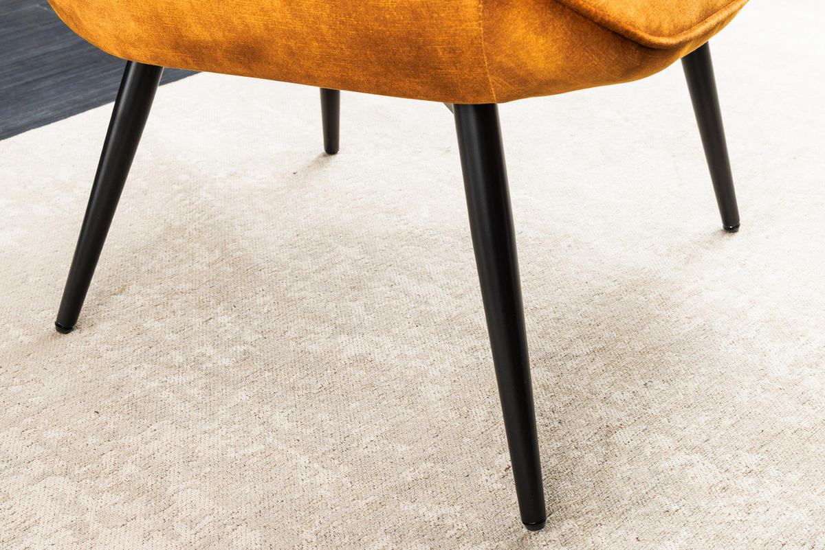 SESSEL SCANDINAVIA Samt Senfgelb 100 cm - Gelb/Schwarz, Textil/Metall (72/98/79cm) - riess-ambiente