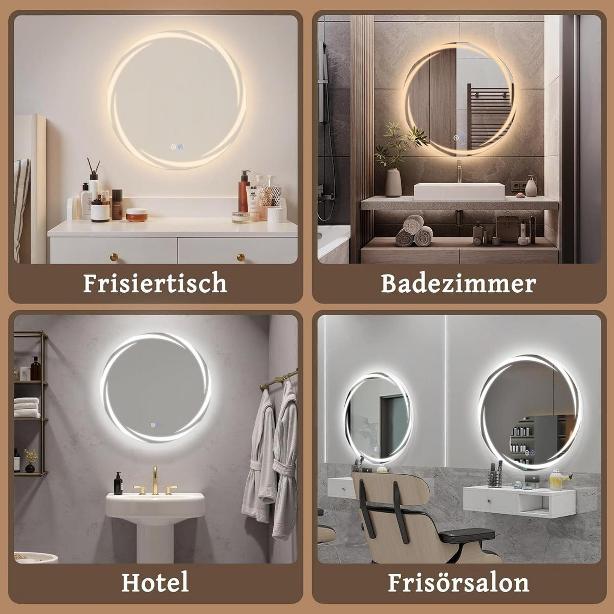 BADSPIEGEL Modernf Timo 50/50/2.4 cm - Alufarben, Glas/Metall (50/2.4/50cm) - ZMH