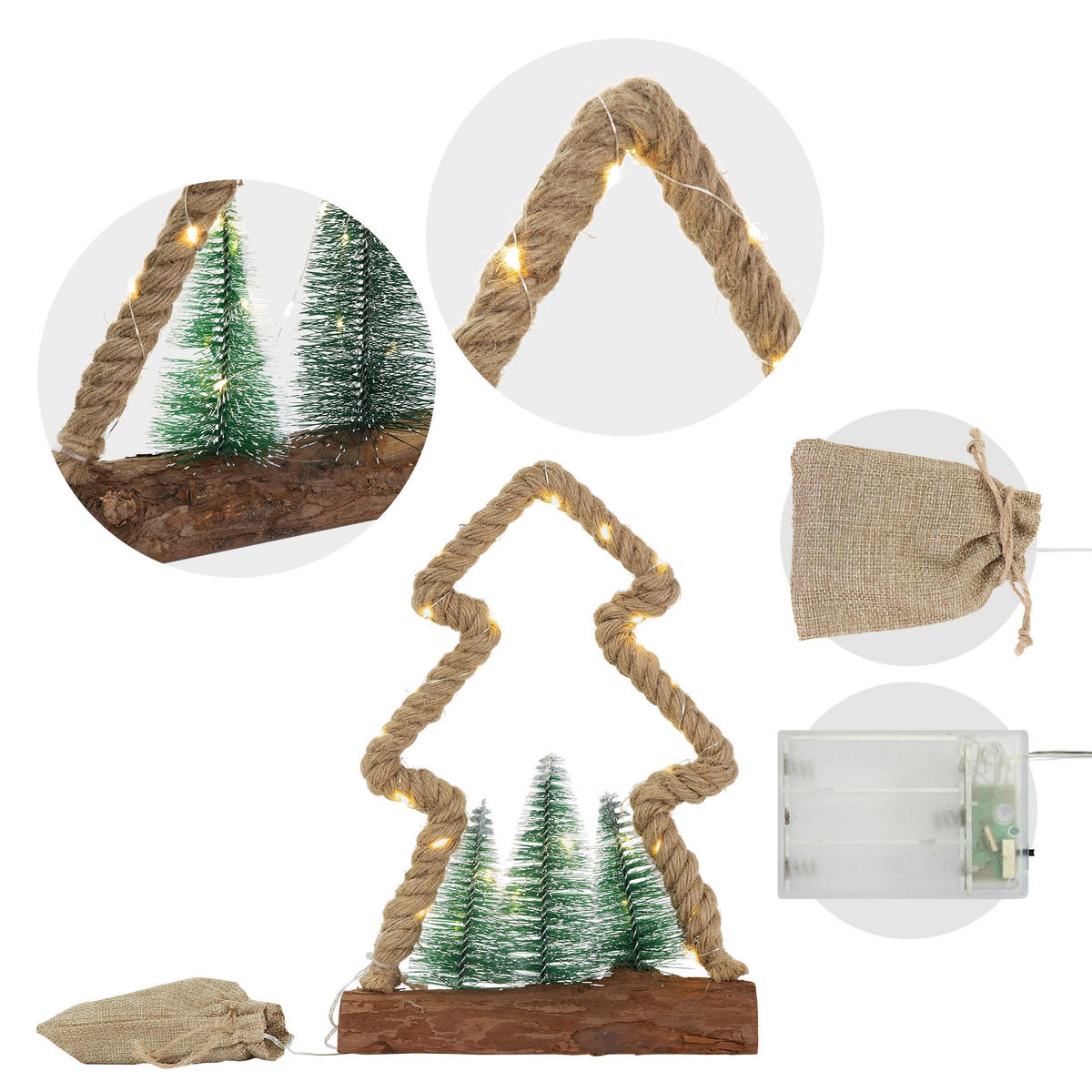 WEIHNACHT Figur Jute Kreis - Naturfarben, Holz (34/30/7.5cm) - ECD-Germany