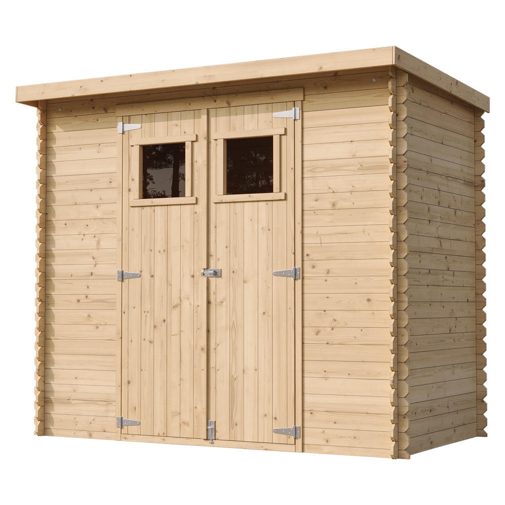 HOLZHAUS GARTENHAUS mit imprägniertem Boden B239xL142xH200 cm/ 2,63 m2 - M310+M310G - Beige, Holz (239/206/142cm) - Timbela