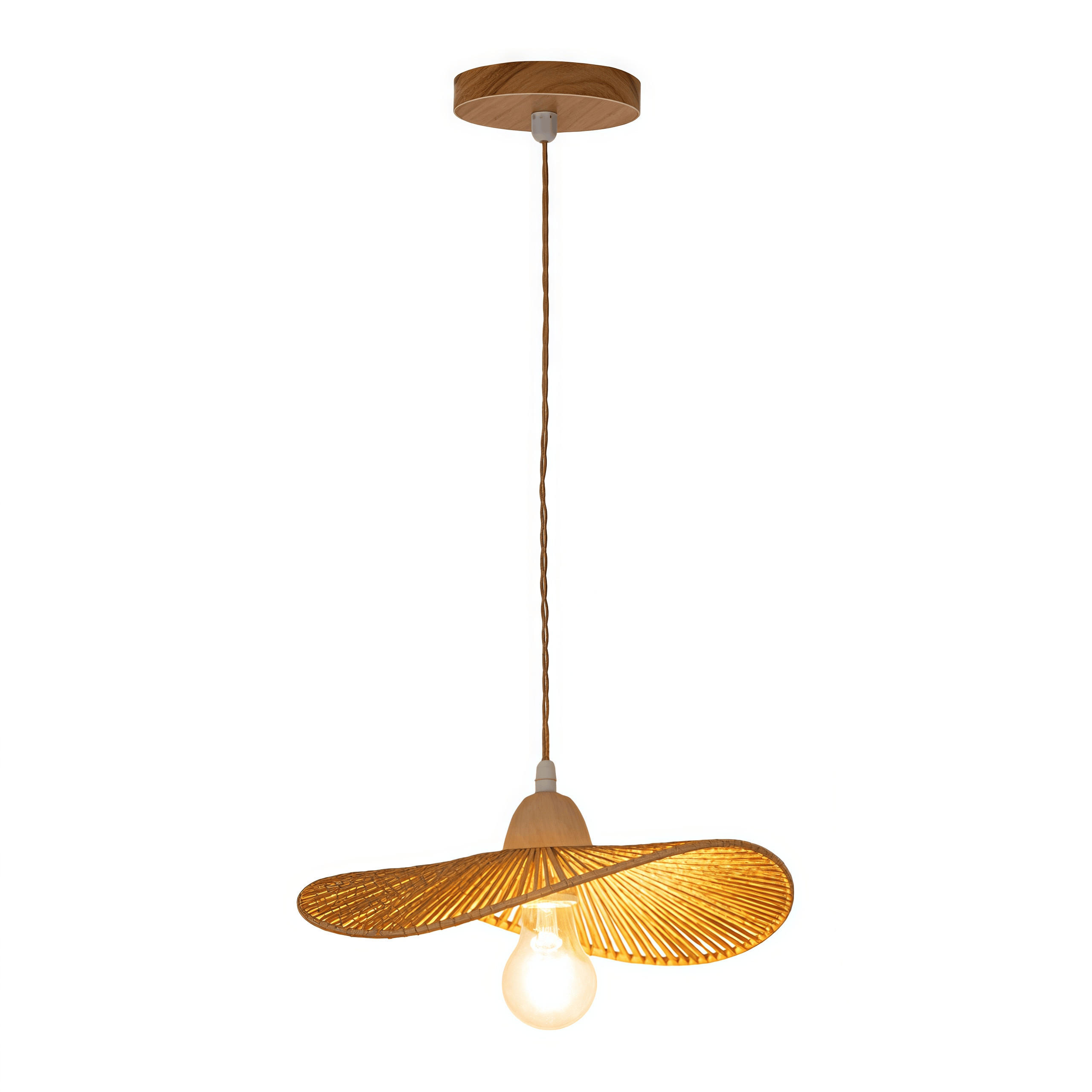 PENDELLEUCHTE Rattan Bohème Bauernstil Rund, Kücheninsel Deckenleuchte - Rotbraun, Naturmaterialien (12/19/15cm) - Weltevree