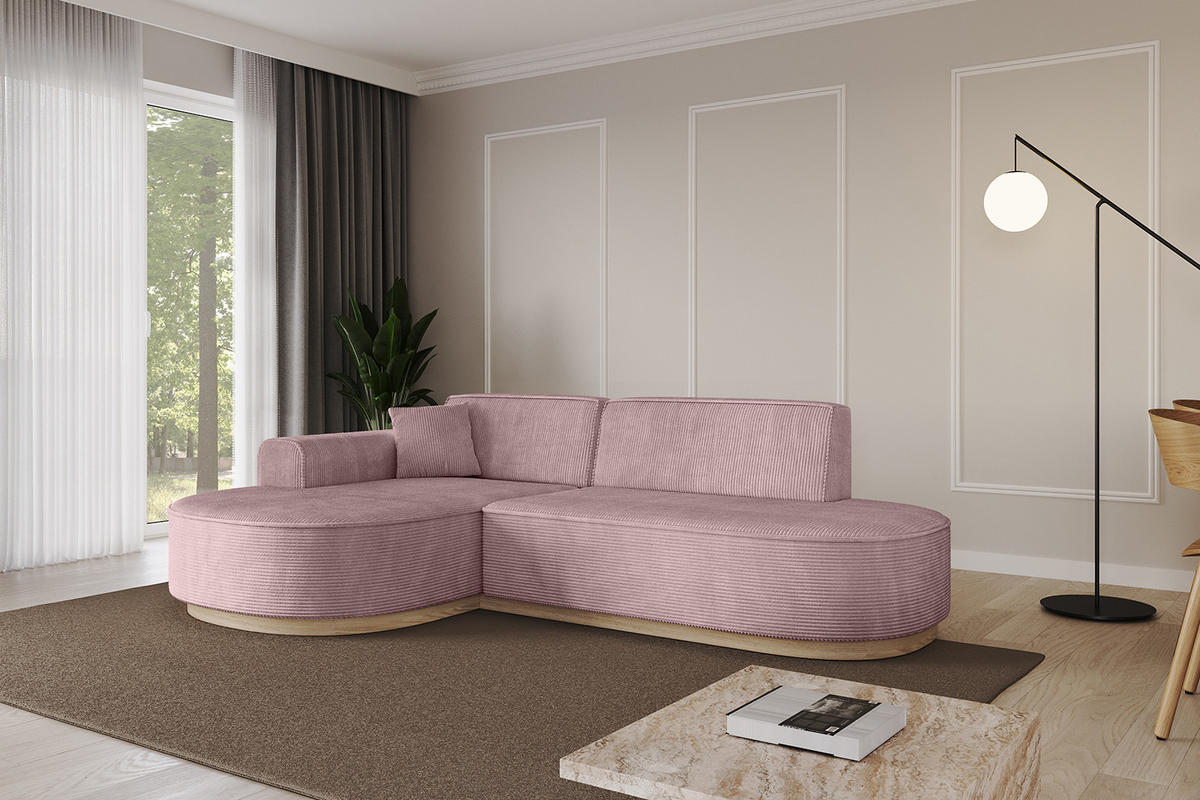 ECKSOFA Ottomane Links MARI-L1-v1 - 243x171x83 cm Rosa Cord - Rosa, Holzwerkstoff/Textil (243/171cm) - ALTDECOR