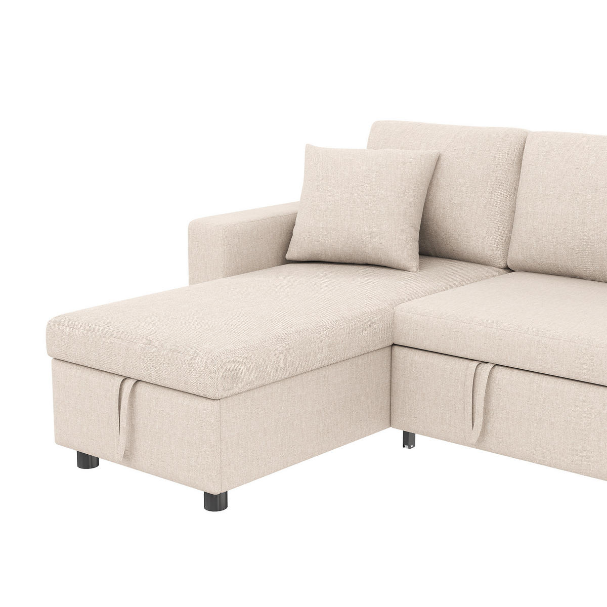 SCHLAFSOFA Leinen mit Stauraum und wechselbarer Chaiselongue Beige 219,5/142,5/83 cm - Beige, Textil (83/219.5/142.5cm) - Redom