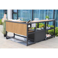 BARTISCH aus Aluminium, inkl. Servierwagen Eiskübel und Schrank - Dunkelgrau, Metall (50/91/296cm) - Goriller