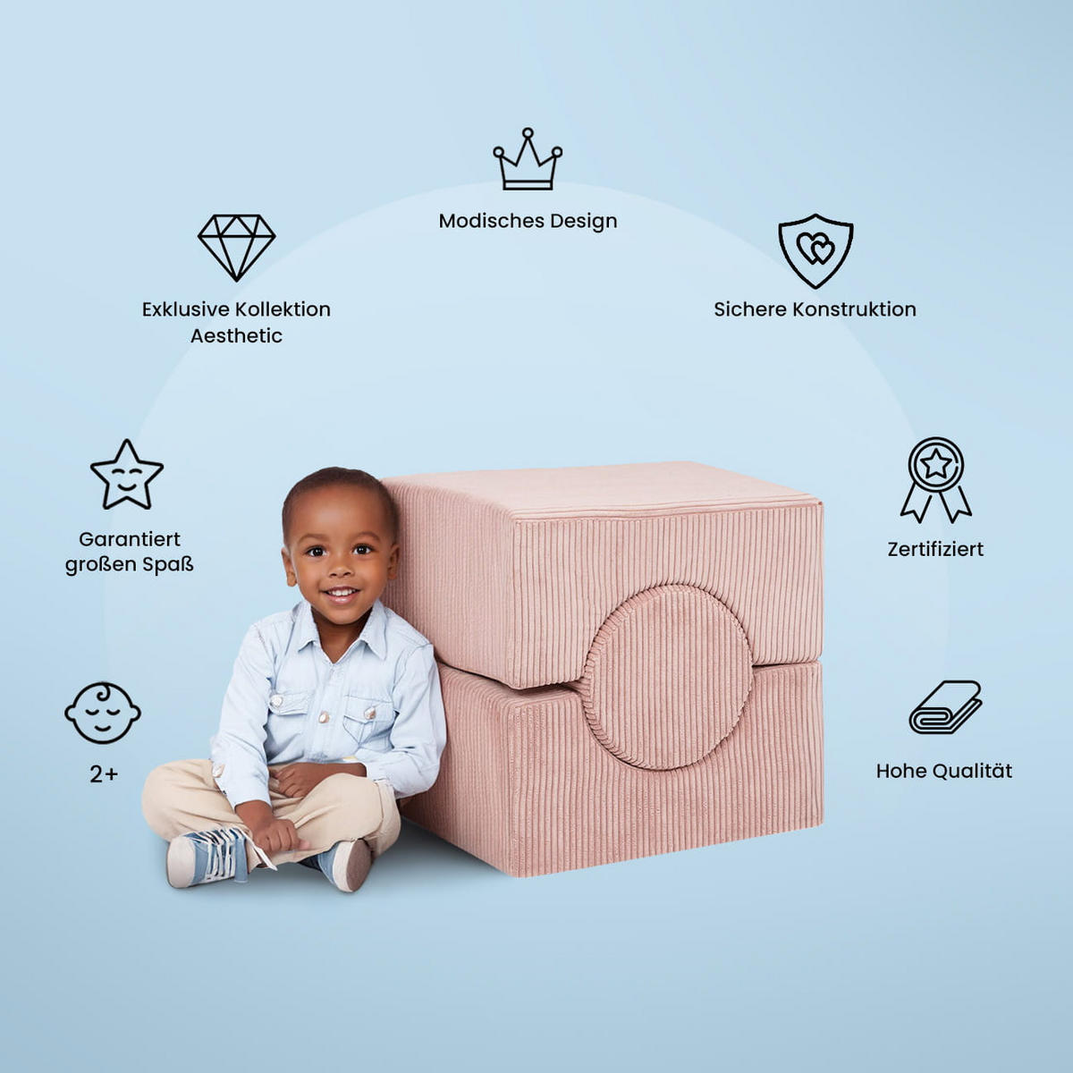 SCHAUMSTOFF-BAUSTEINE für Kinder, Shape, Cord, Türkis - Türkis, Textil (45/30/169cm) - MeowBaby