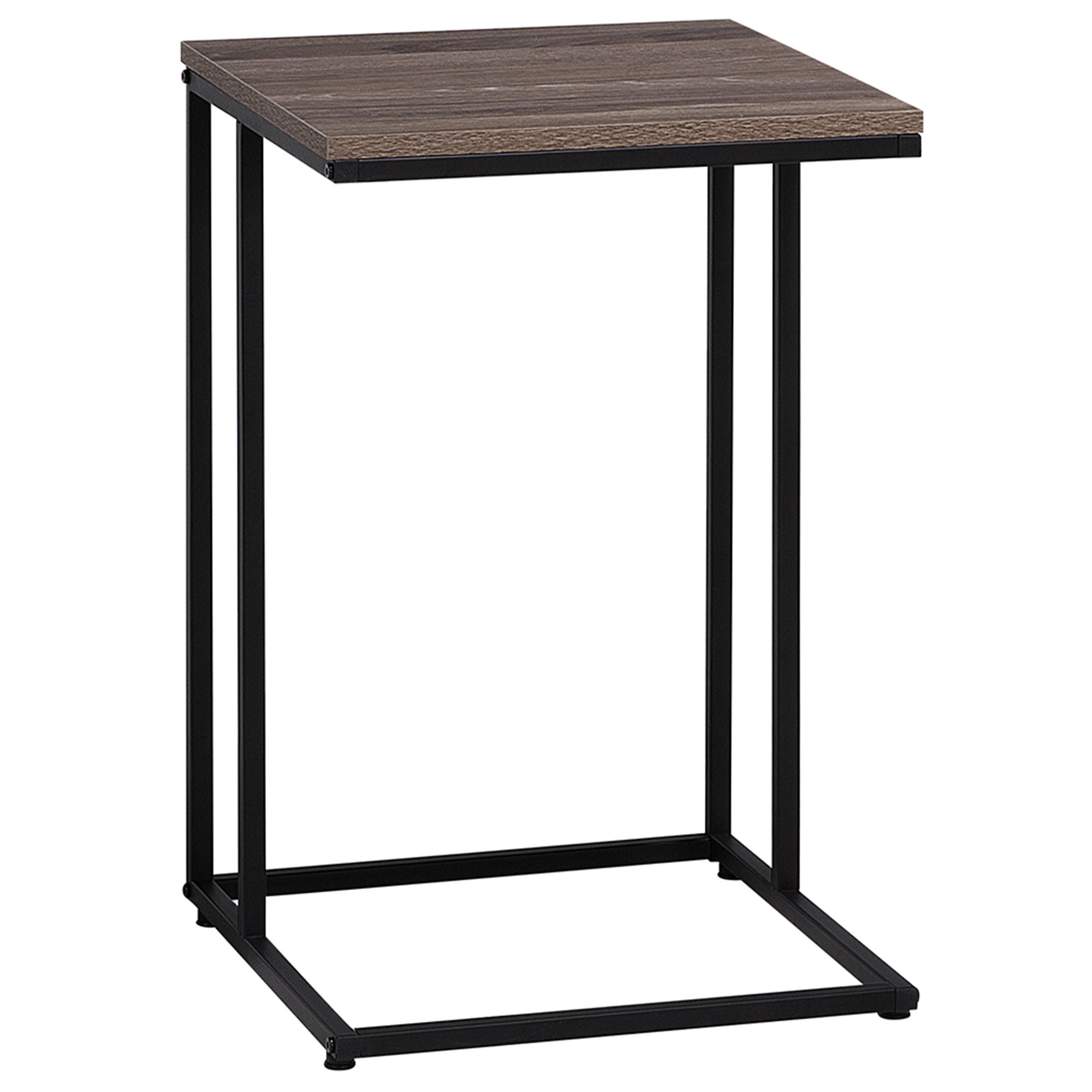 BEISTELLTISCH Holzoptik taupe quadratisch 40/40 cm Troy - Dunkelbraun/Schwarz, Holzwerkstoff (40/40/61cm) - Beliani