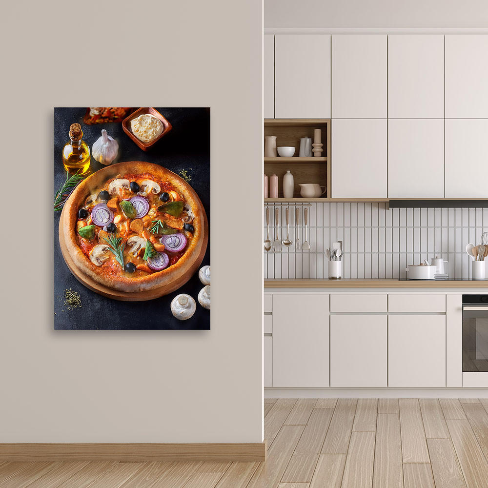 LEINWANDBILD Pizza-Food-Küchenbar 70x100cm - Orange, Textil (40/60cm) - Feeby
