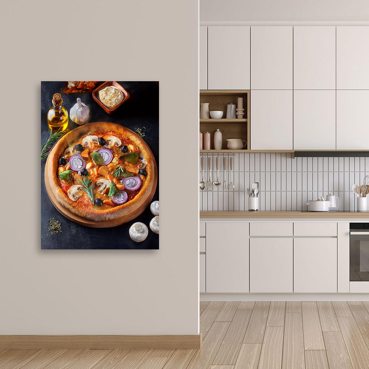 LEINWANDBILD Pizza-Food-Küchenbar 70x100cm - Orange, Textil (40/60cm) - Feeby