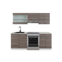 KÜCHENZEILE R-Line Edelgrau/Weiß 200 cm, AP Marmor - Braun/Weiß, Holzwerkstoff (200/81.6/60cm) - Vicco