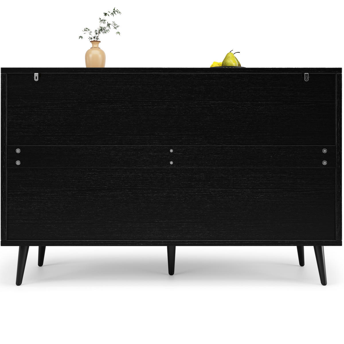 SIDEBOARD 120/35/78 cm mit 2 Türen, Metallbeinen und geometrischer Front - Schwarz, Holzwerkstoff (120/78/35cm) - BEAOK