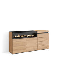 SIDEBOARD mit Elektrokamin, eiche, 158/35/75cm - Eichefarben, Holzwerkstoff (158/75/35cm) - Skraut Home