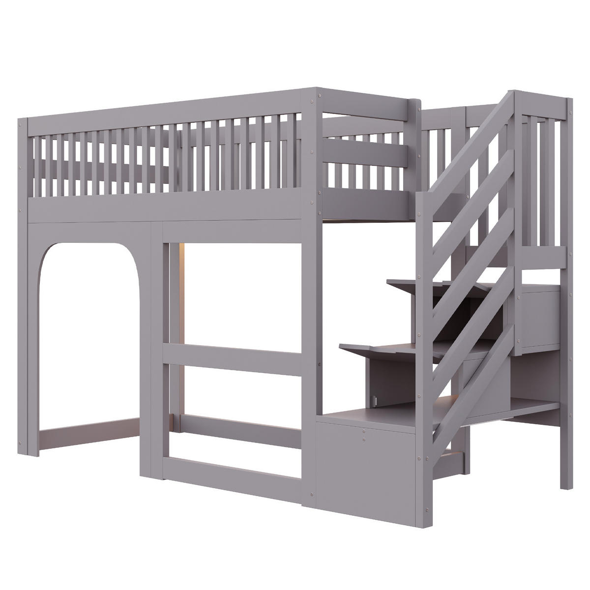HOCHBETT 90/200 cm mit Stauraum und LED, DE-41584, in Grau - Grau, Holzwerkstoff (90/200cm) - ComfortXL