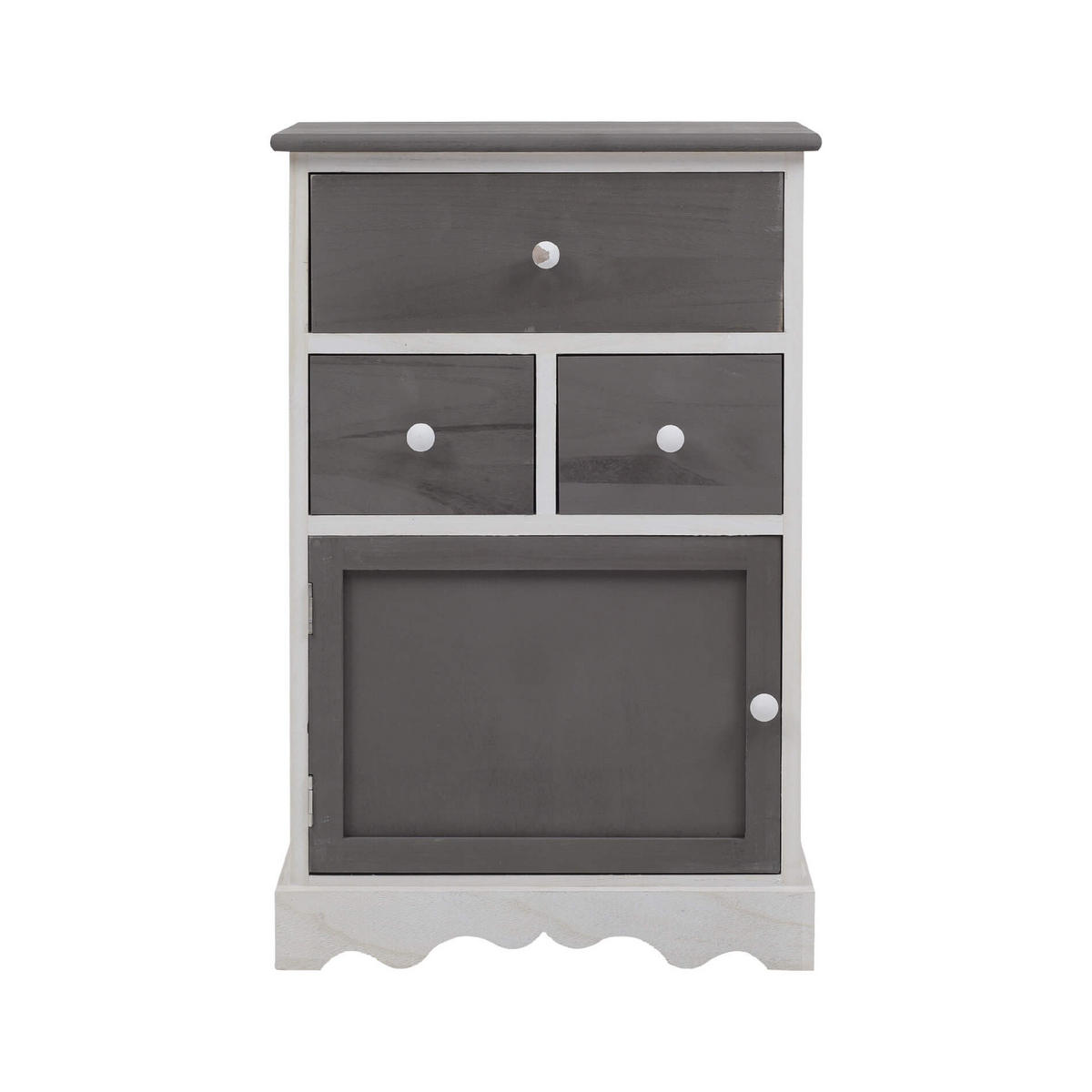 KOMMODE Weiß Grau30/47/72 cm - Weiß, Holz (30/72/47cm) - Mobili Rebecca