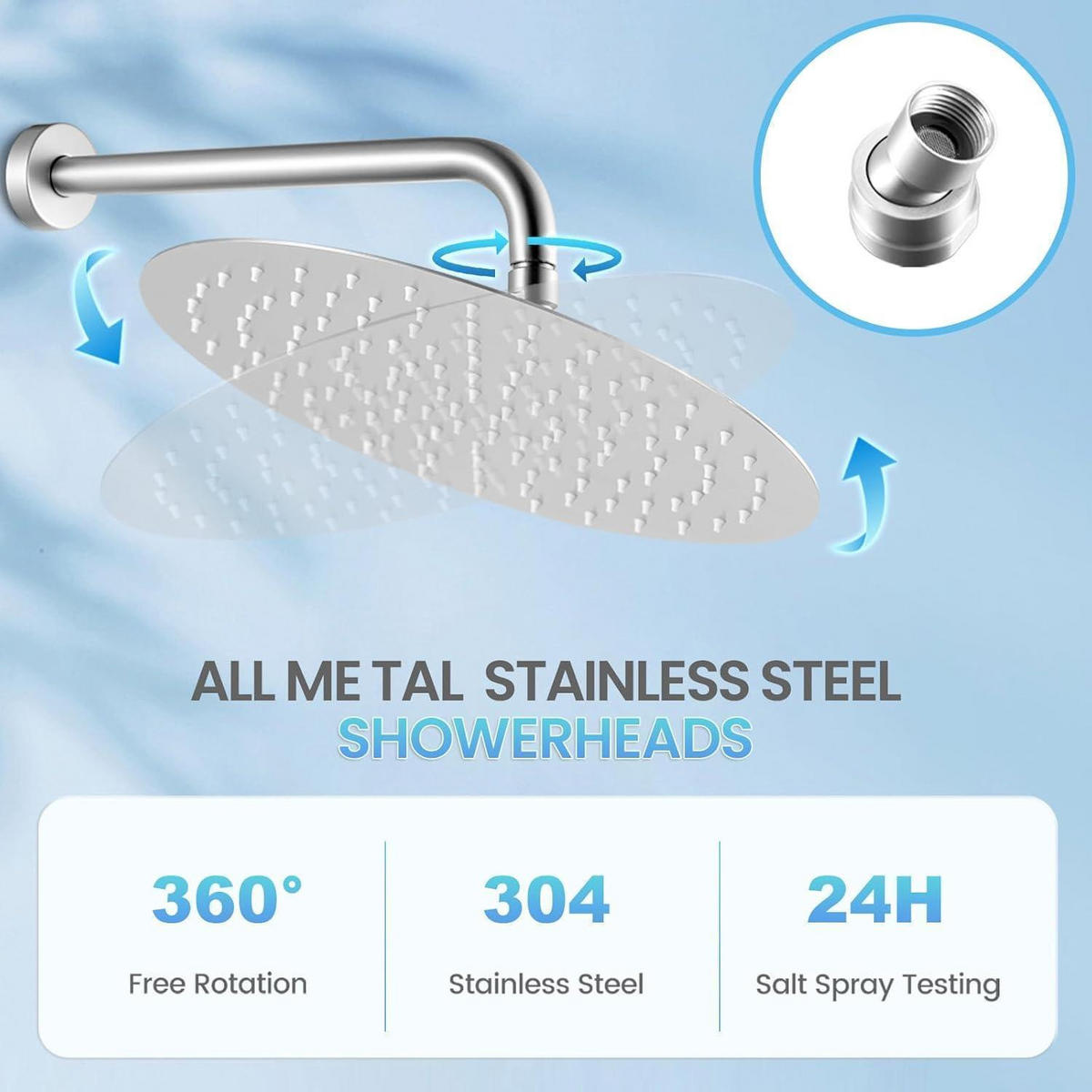 REGENDUSCHE 30 cm Gebürstetes Nickel Wassersparend Edelstahl 304 - Silberfarben, Metall (30.5/12.7/30.5cm)