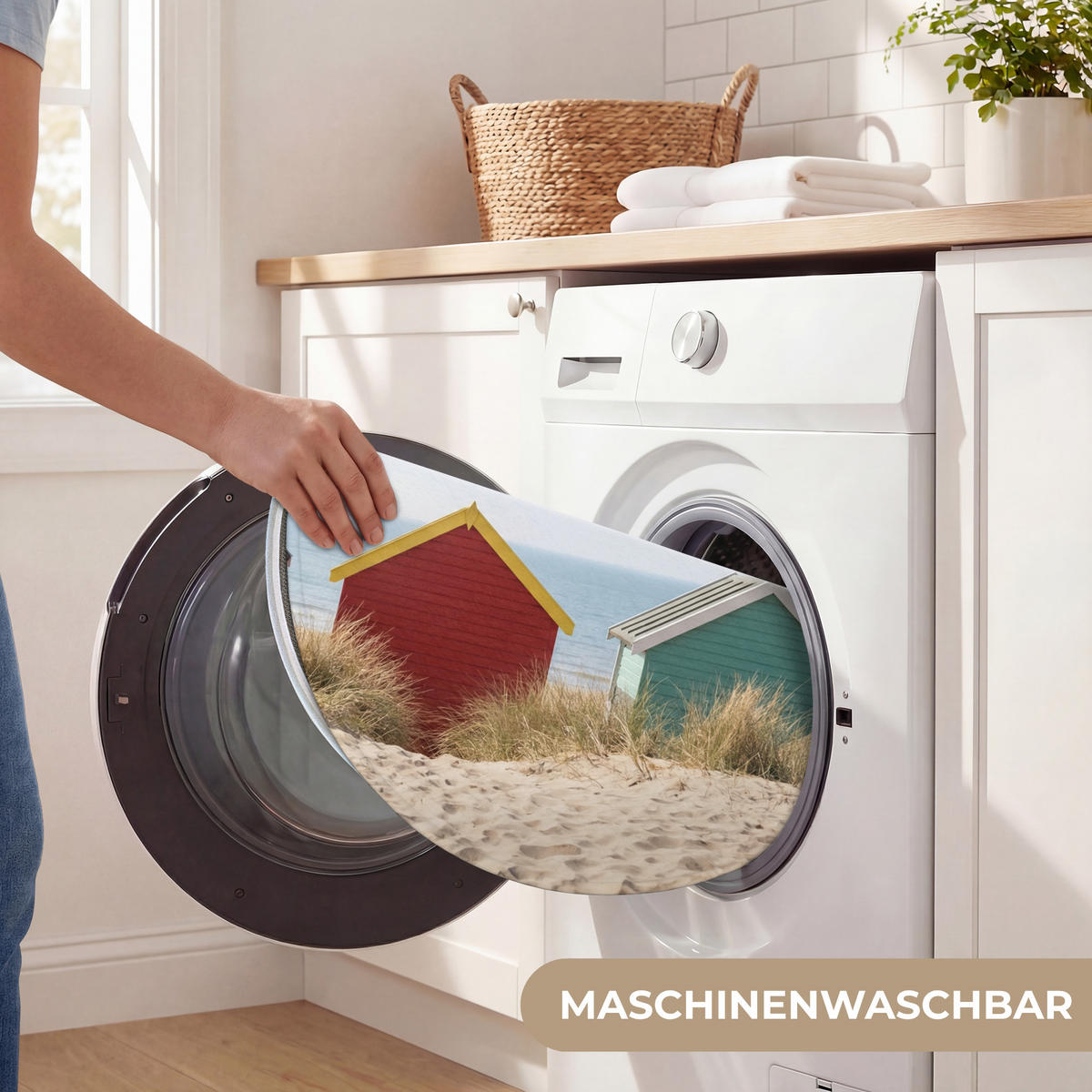 KOUPELNOVÁ PŘEDLOŽKA Pláž - Chaty - Barevné - Duny 70x70 cm - různobarevná, textil/plast (70/70cm) - OnlyWow