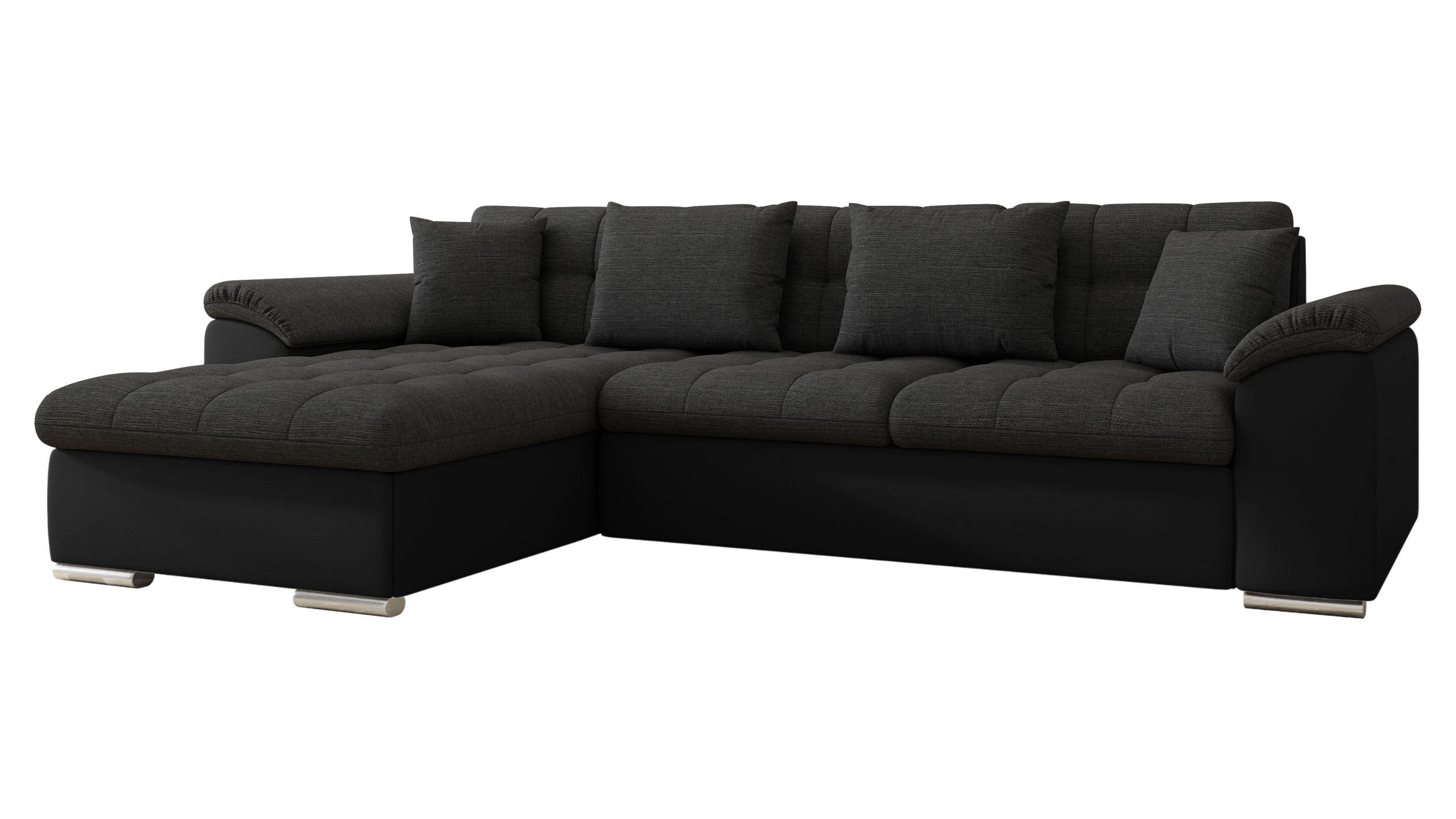ECKSOFA Diana, Seite: Links - Schwarz, Holz/Textil (280/160cm) - MIRJAN24