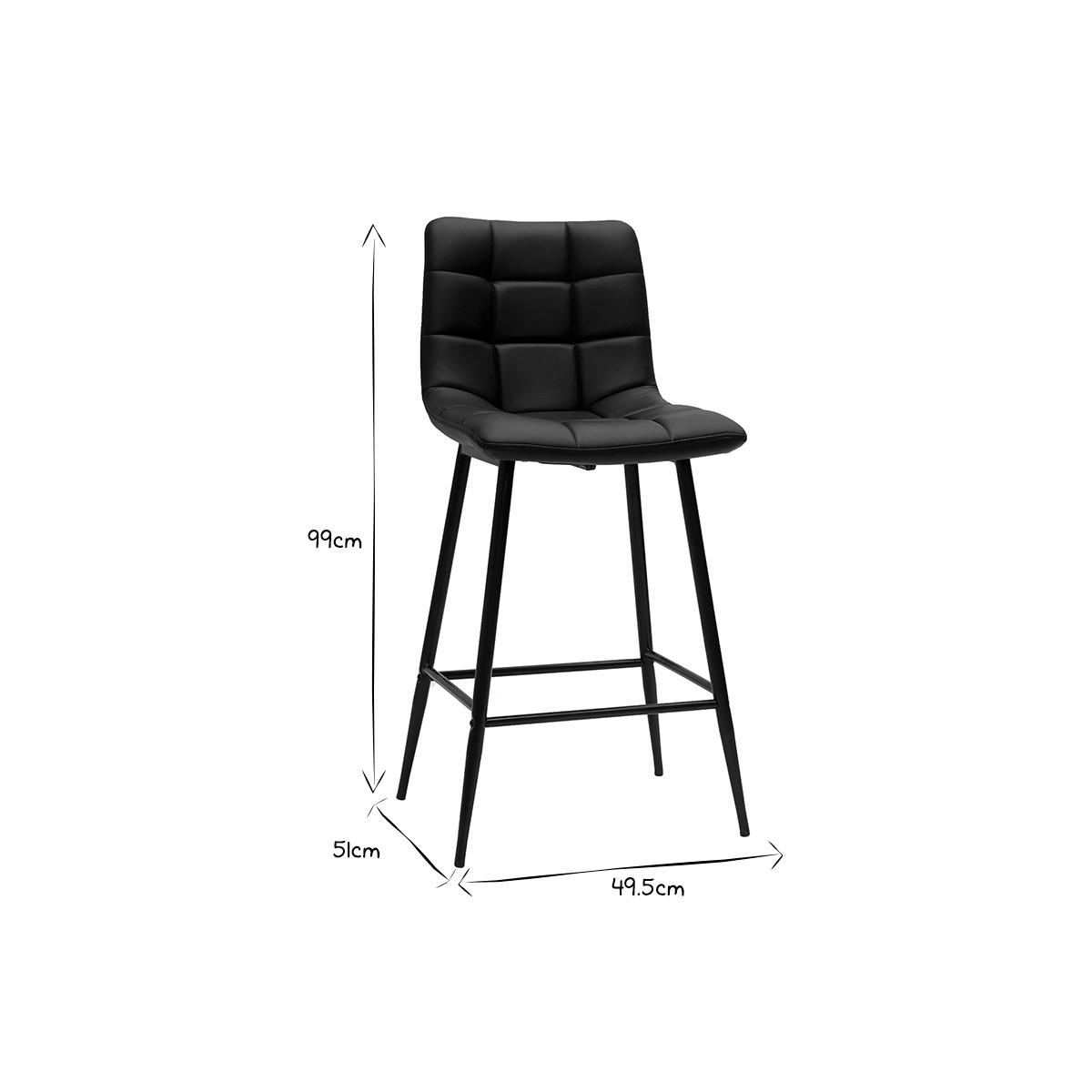 BARHOCKER Schwarz H65 cm 2er-Set MAXWELL - Schwarz, Textil (51/99/50cm) - Miliboo
