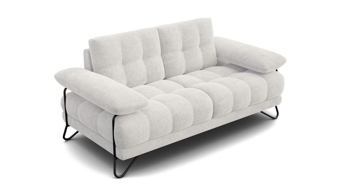 SOFA BUBBARA 2-Sitzer, creme - Creme/Schwarz, Holz/Textil (185/87/96cm) - Courtois Laville