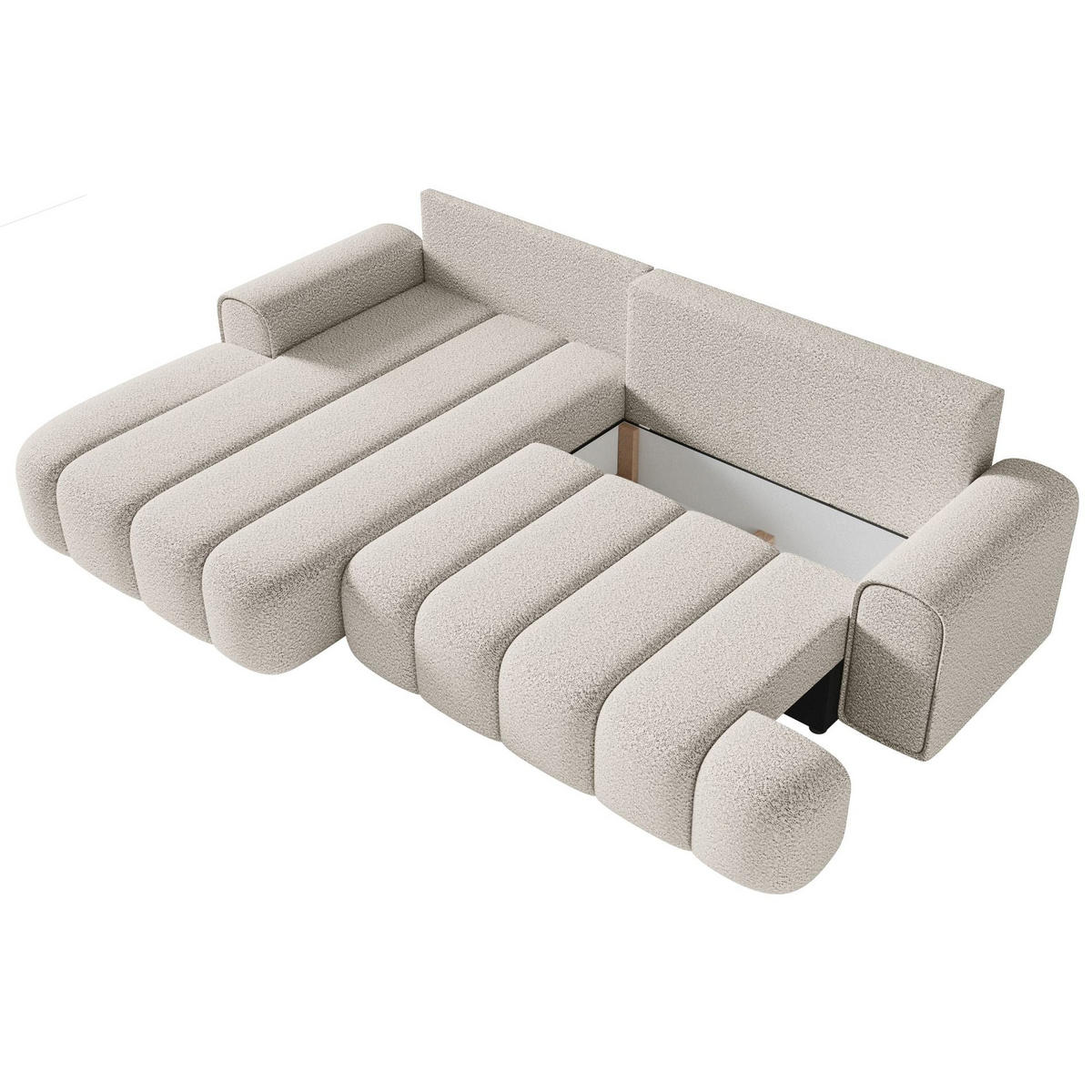ECKSOFA Dandelino Creme mit Bouclé-Bezug, links - Creme/Schwarz, Kunststoff/Textil (271/172cm) - Selsey