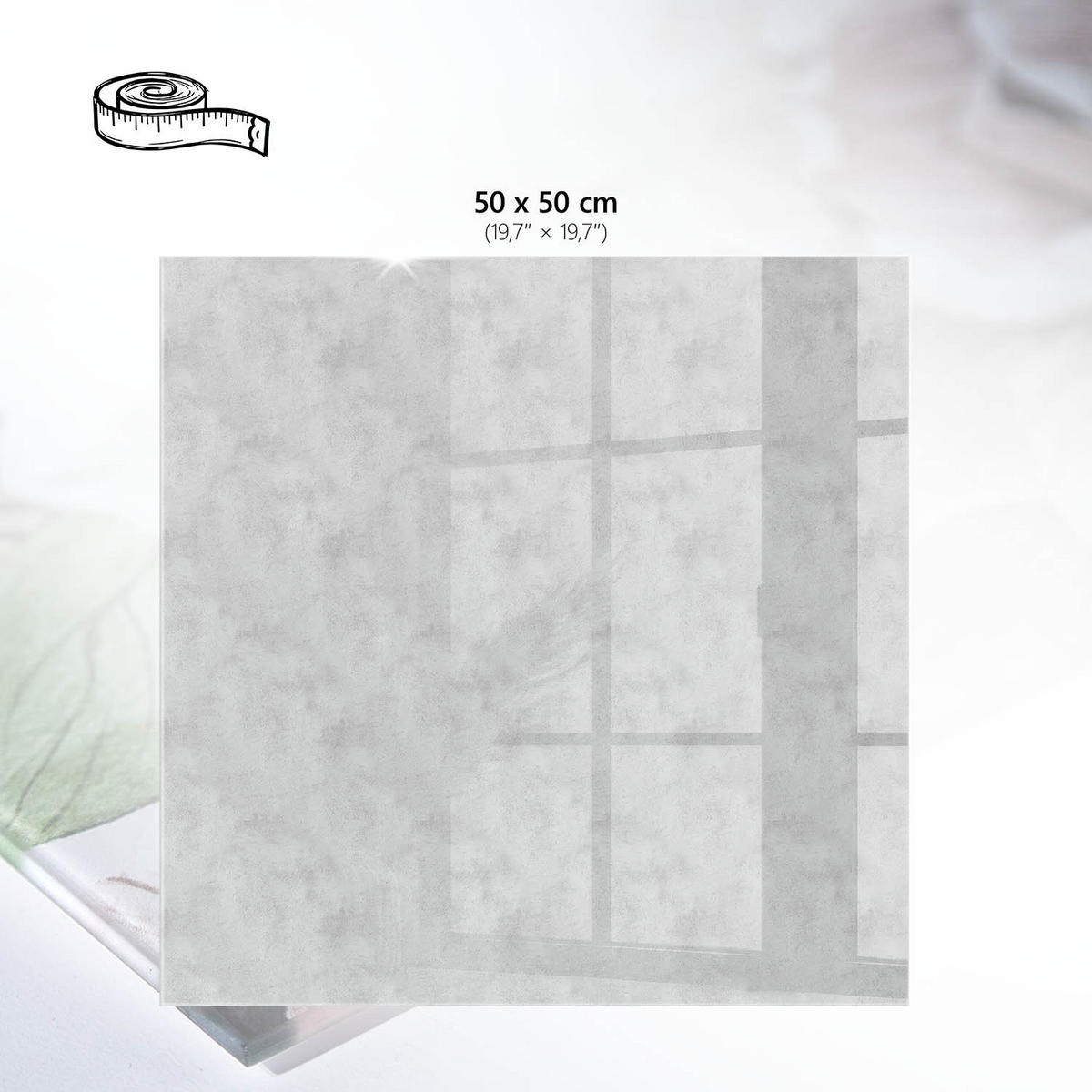 TISCHPLATTE 50x50 cm – Zartes Muster - Weiß, Glas (0.4/50/50cm) - Wallfluent