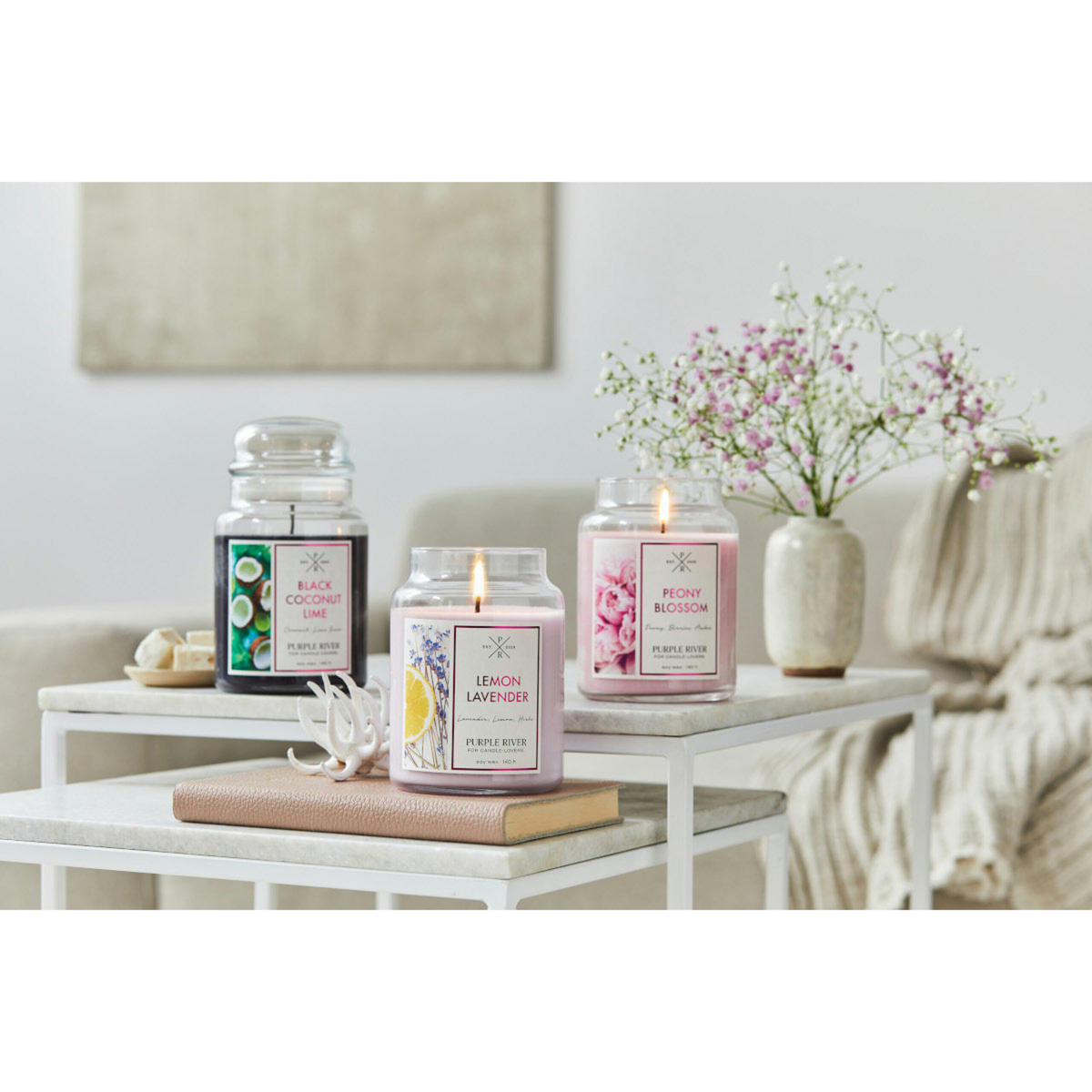 DUFTKERZE Purple River - Pink, Naturmaterialien/Glas (18cm)