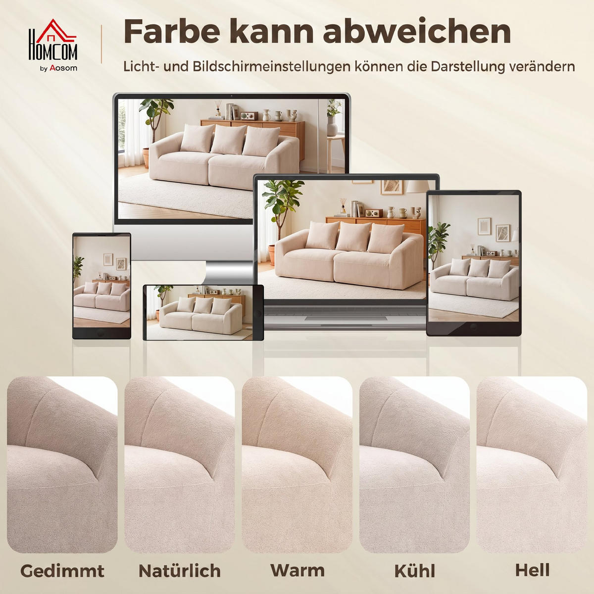 3-SITZER-SOFA Chenille Beige - Beige, Textil (93/83/225cm) - HOMCOM
