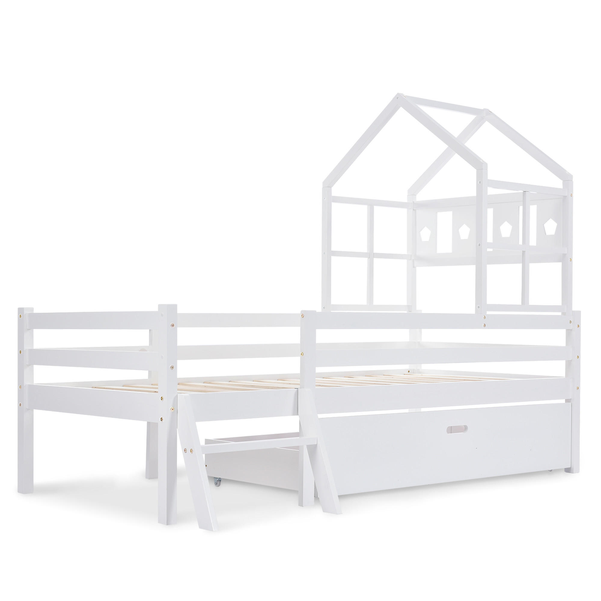Luhomfu Hochbett Weiß 90x200 cm