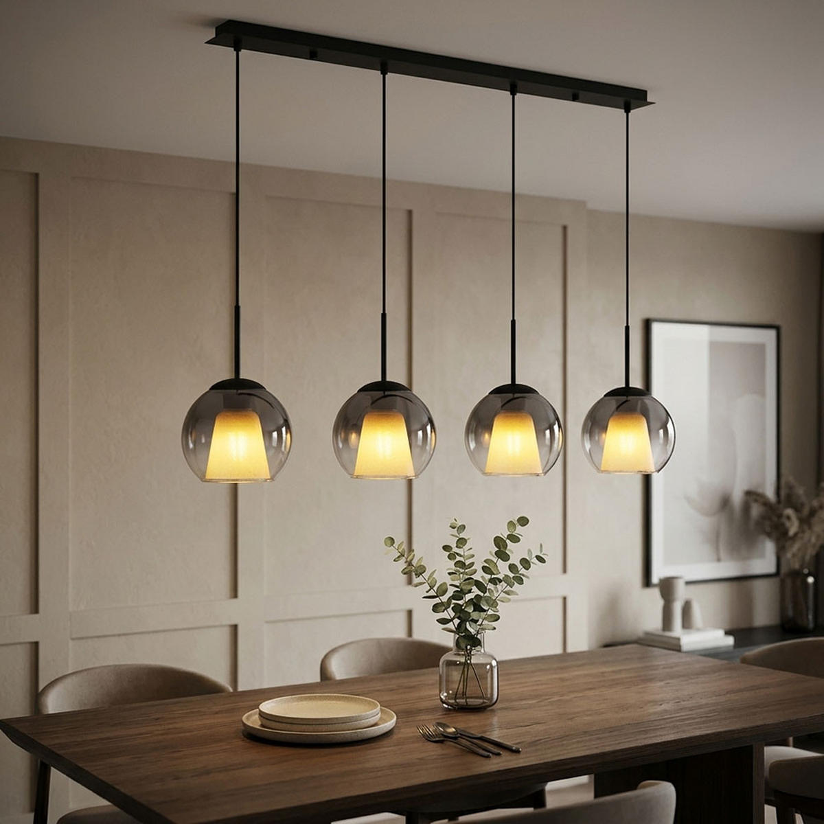 HÄNGELEUCHTE Rauchoptik Grau klar - Grau, Glas (100/18/120cm) - Globo Lighting