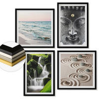 WANDBILDER 4er-Set - 50x50 cm & 40x60 cm Schwarzer Rahmen - Der Frieden der Natur mit Buddha - Schwarz, Kunststoff (50/50cm) - ArtPrintCave