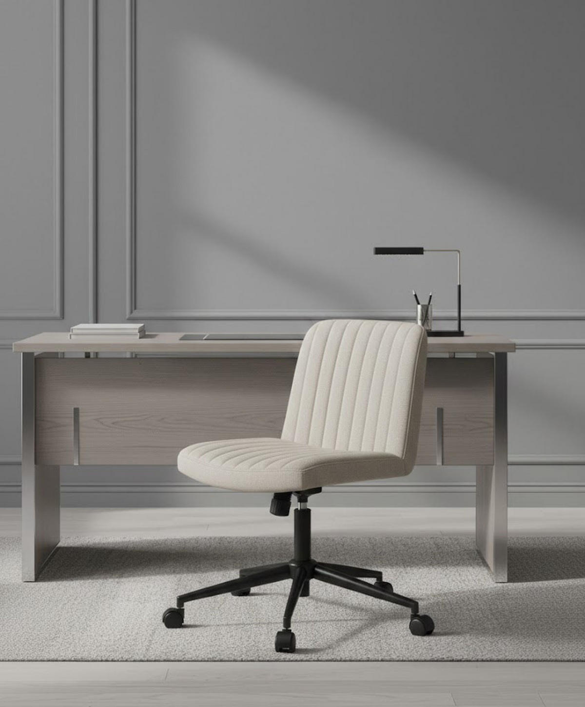 BÜROSTUHL Lynox Stoff creme - Creme/Schwarz, Metall (62/98/65cm) - TPFLiving